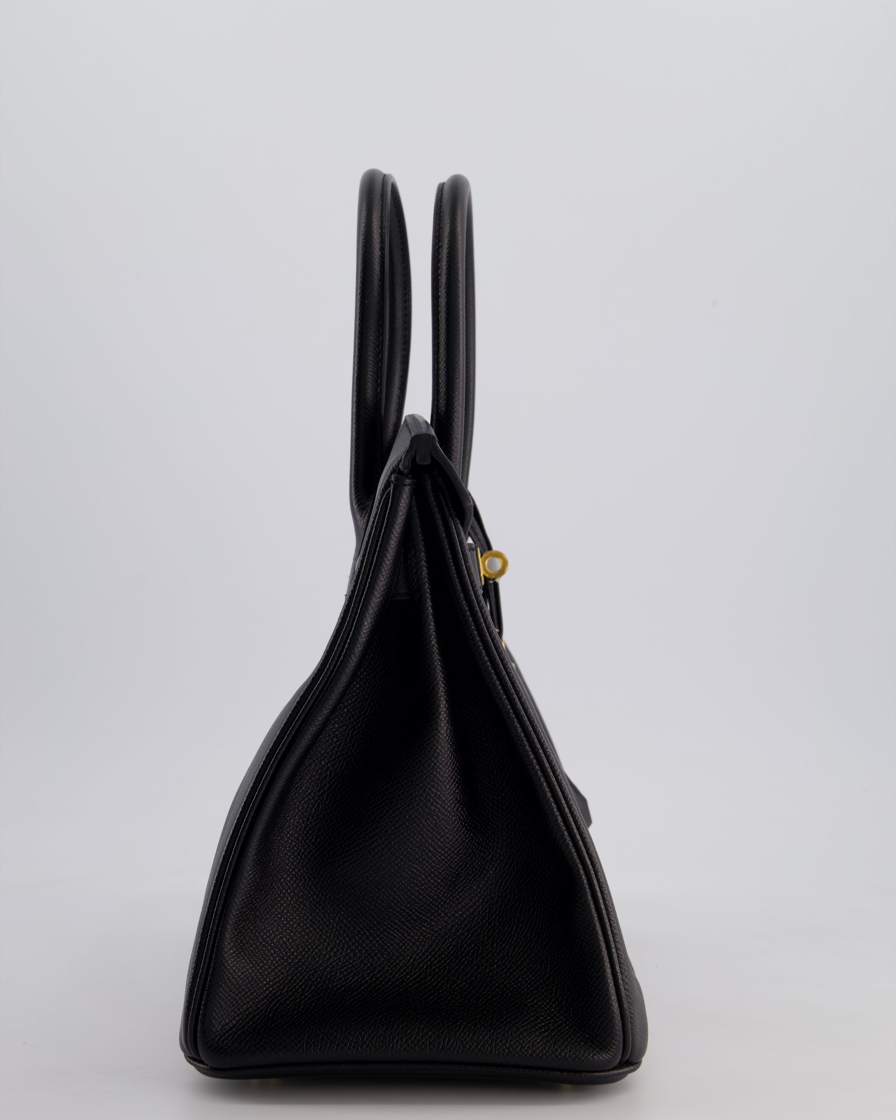 *HOT* Hermès Birkin 30 Retourne Bag in Noir Epsom Leather with Gold Hardware