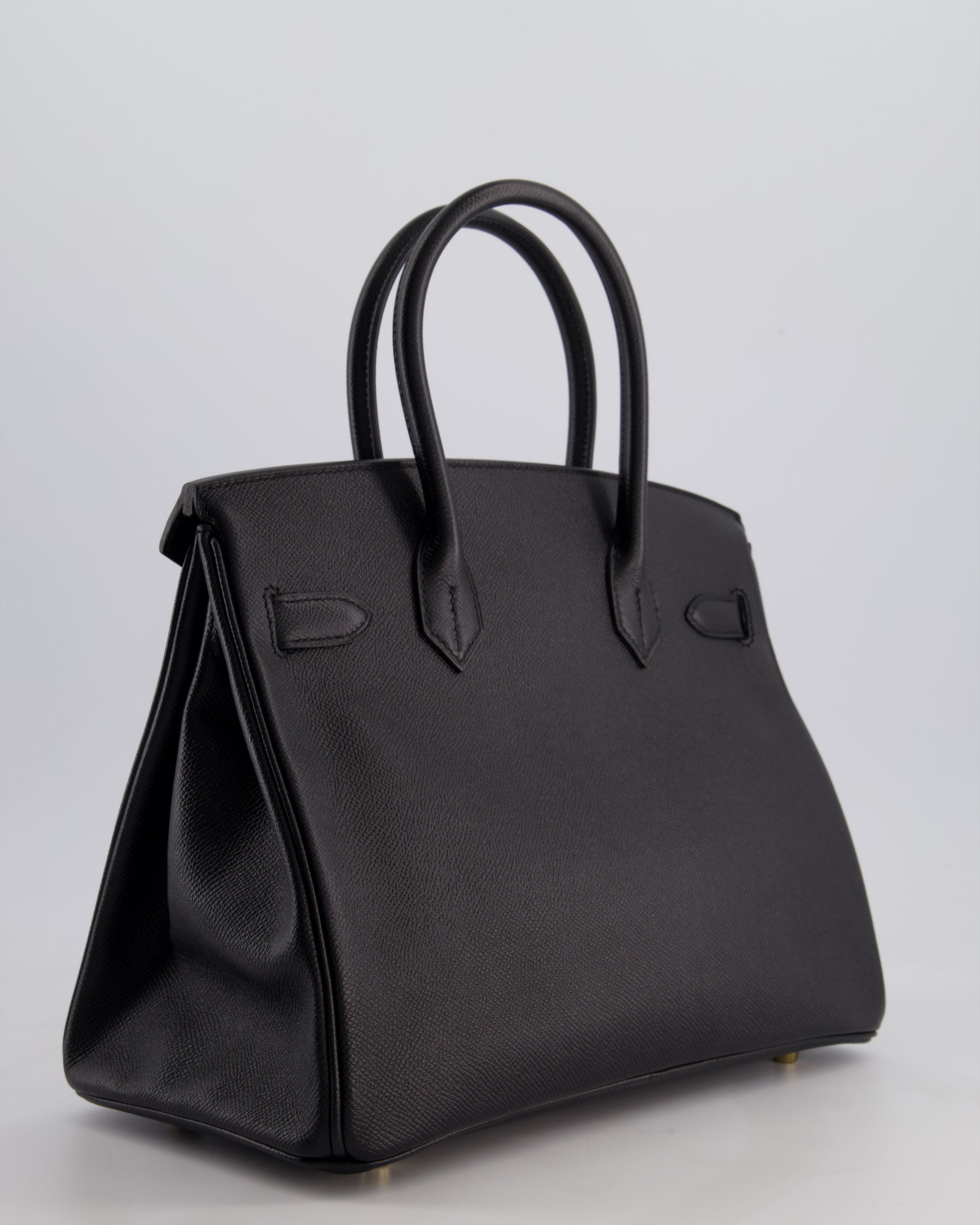 *HOT* Hermès Birkin 30 Retourne Bag in Noir Epsom Leather with Gold Hardware