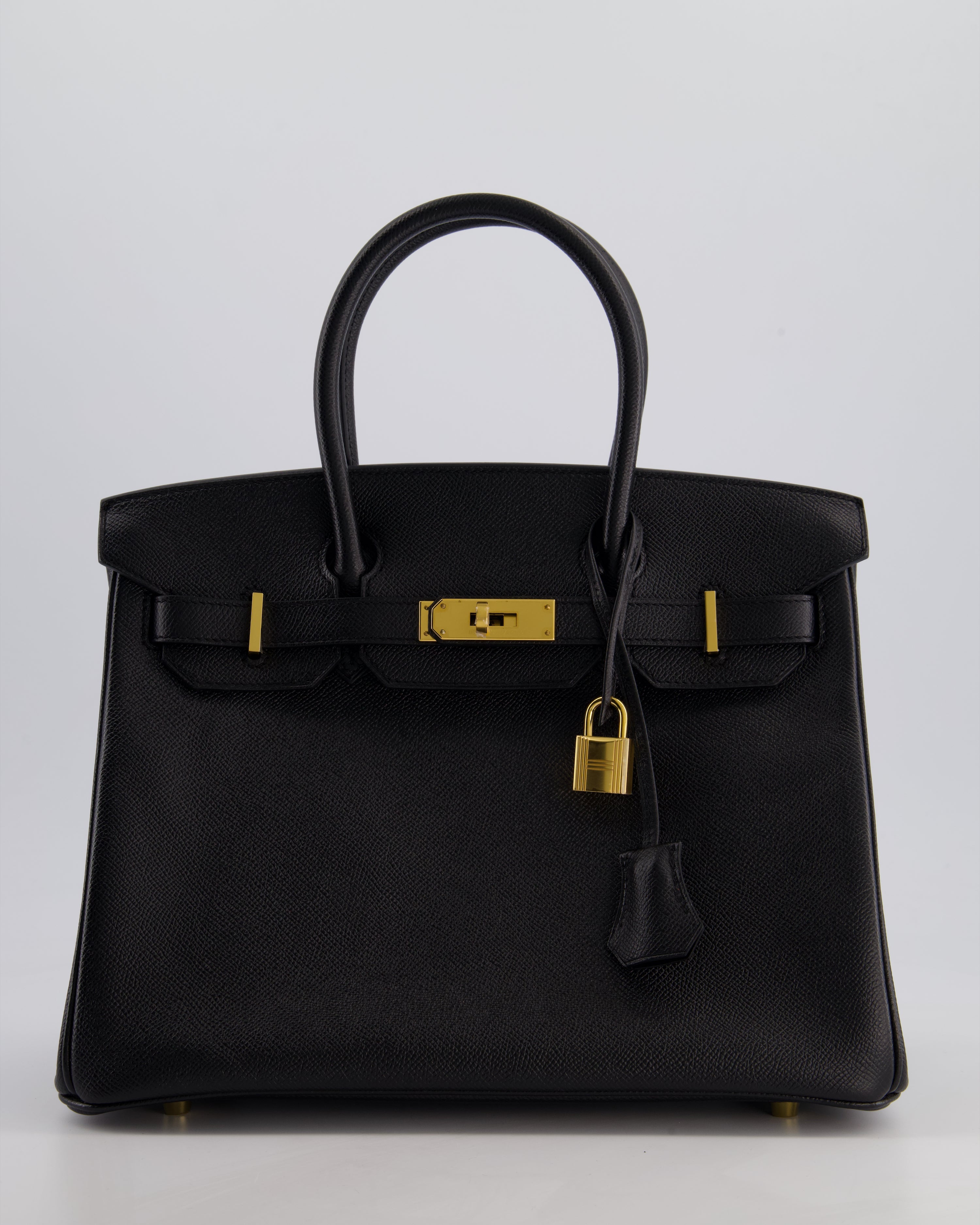 *HOT* Hermès Birkin 30 Retourne Bag in Noir Epsom Leather with Gold Hardware