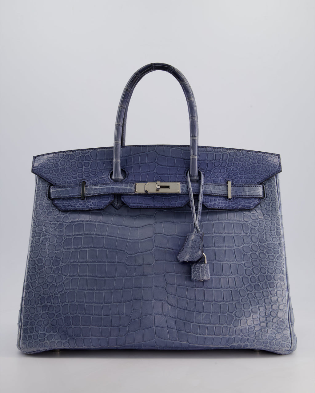 Hermès Birkin 35cm Retourne Bag in Blue Brighton Matte Crocodile Porosus Leather with Palladium Hardware