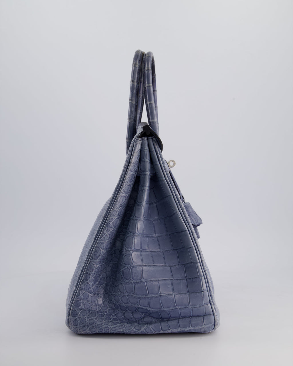 Hermès Birkin 35cm Retourne Bag in Blue Brighton Matte Crocodile Porosus Leather with Palladium Hardware