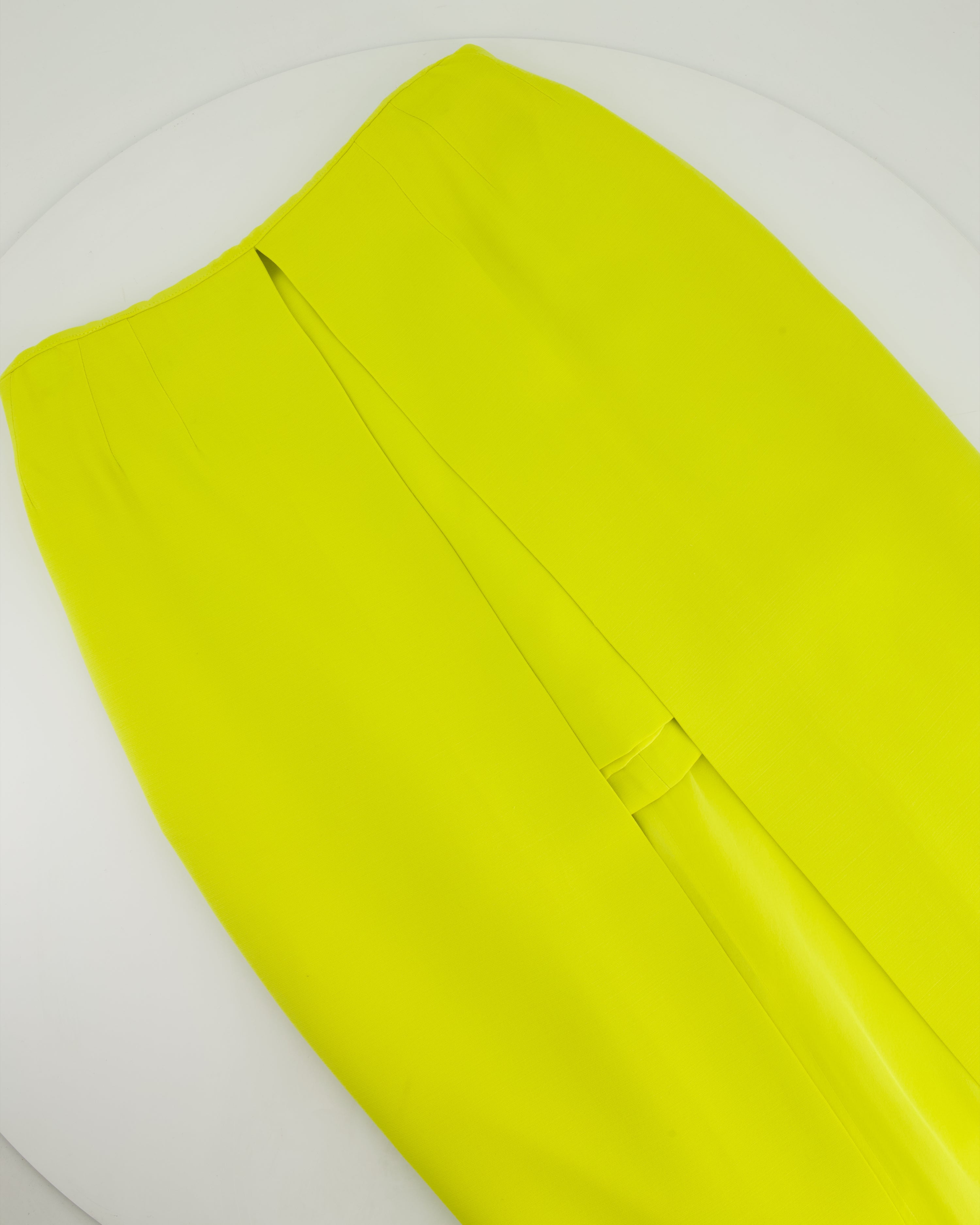 Christian Dior Lime Green Open Maxi Skirt with Pockets FR 34 (UK 6)