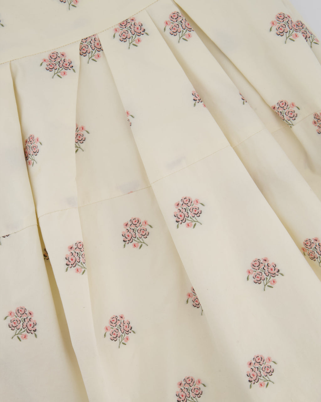 Christian Dior Cream and Pink Floral Print High-Waisted Mini Skirt with Pleated Detail Size FR 34 (UK 6)