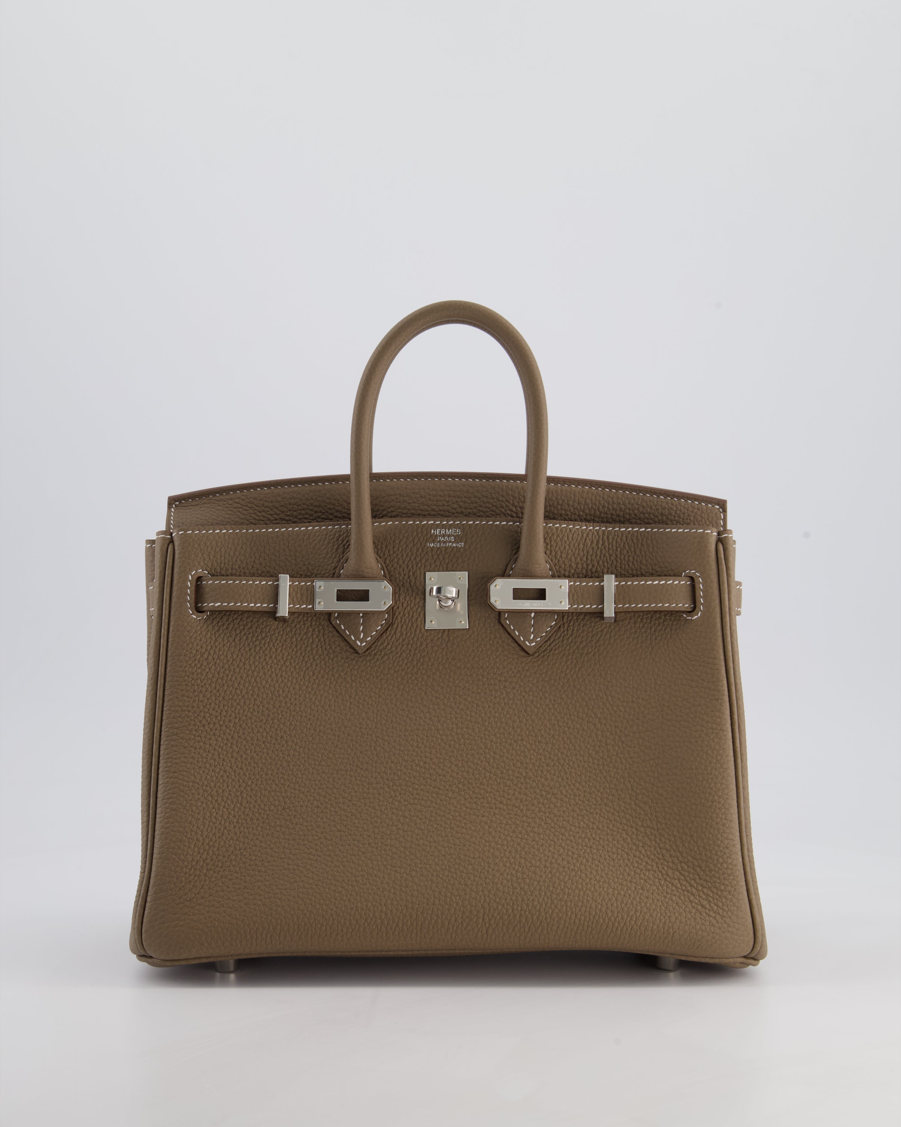 Hermès Birkin 25 Retourne Bag in Etoupe Togo Leather with Palladium Hardware