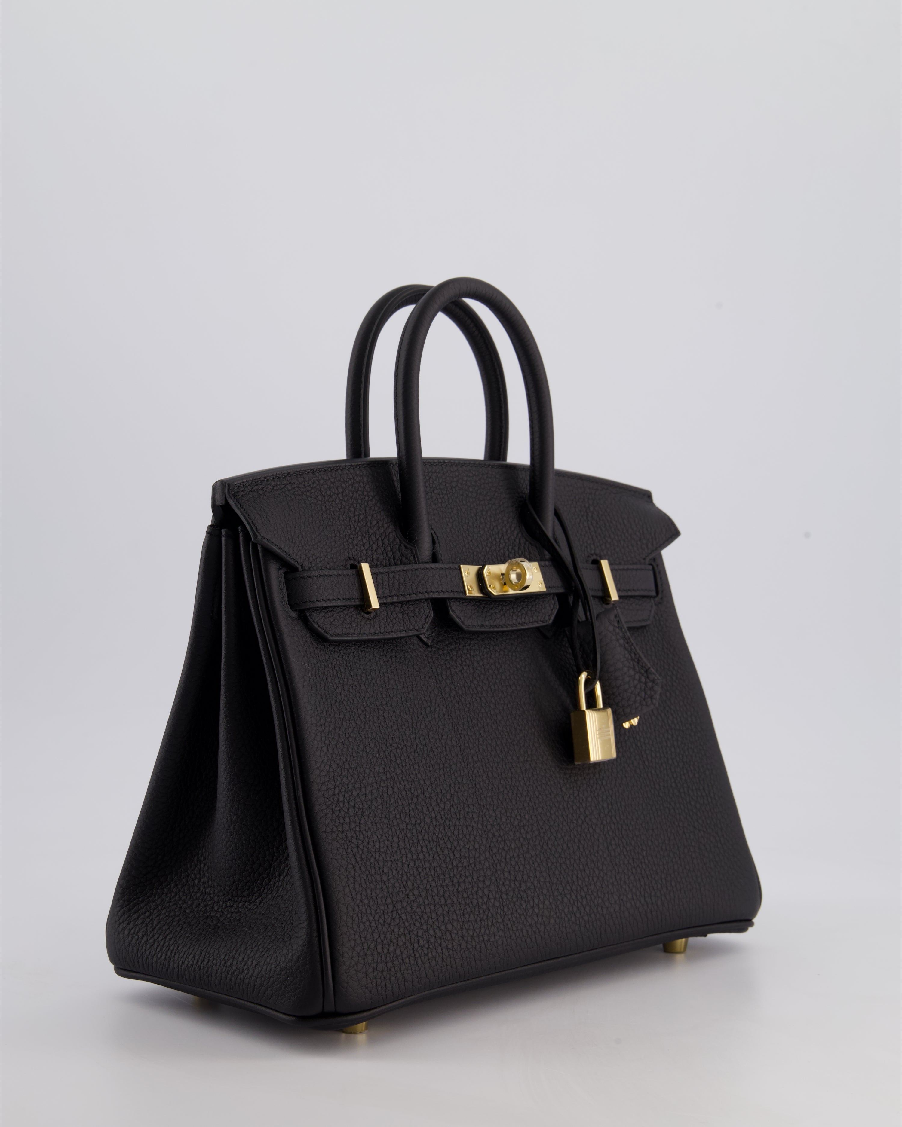*SUPER RARE* Hermès Birkin 25 Retourne Bag in Noir Togo Leather with Permbrass Hardware