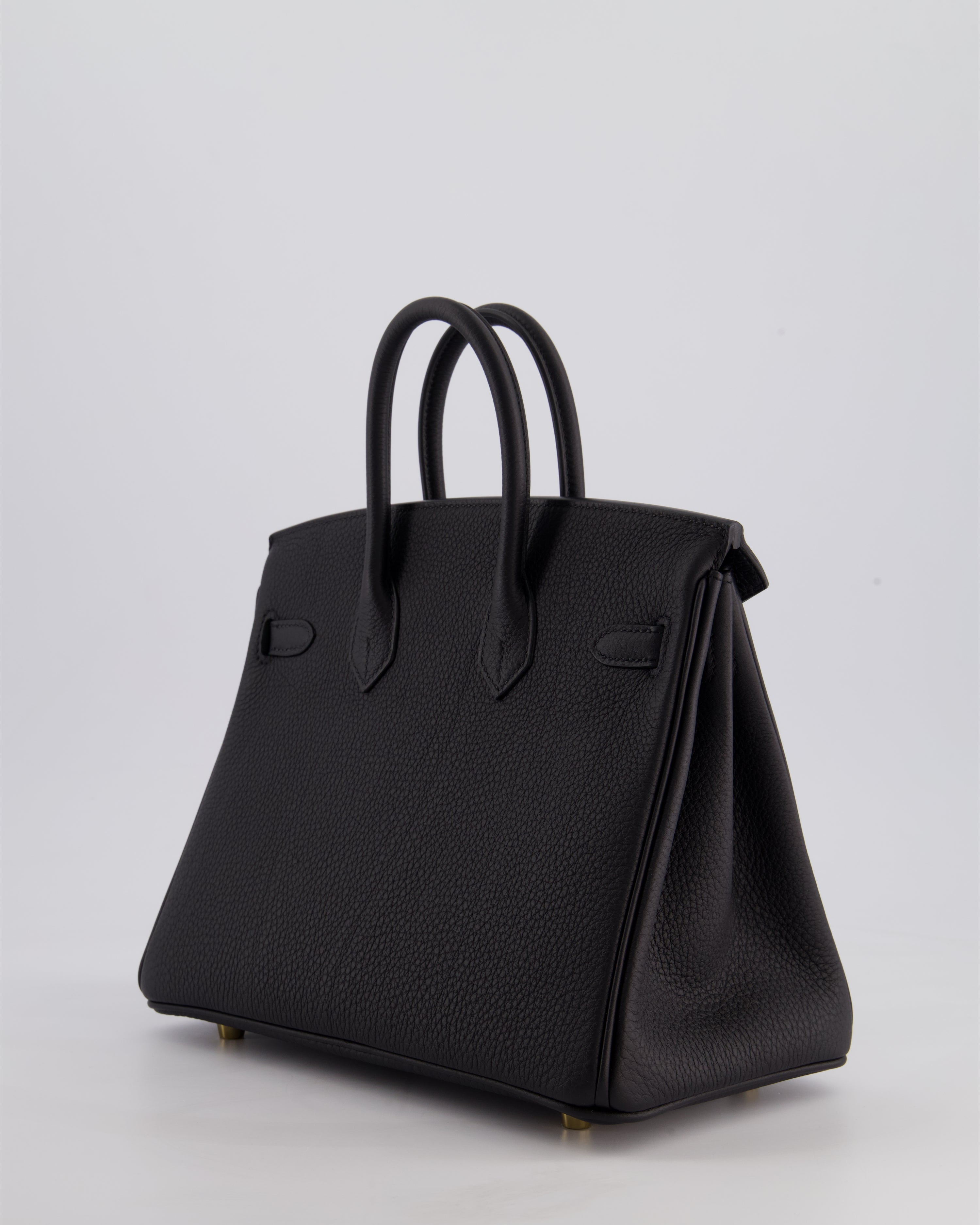 *SUPER RARE* Hermès Birkin 25 Retourne Bag in Noir Togo Leather with Permbrass Hardware