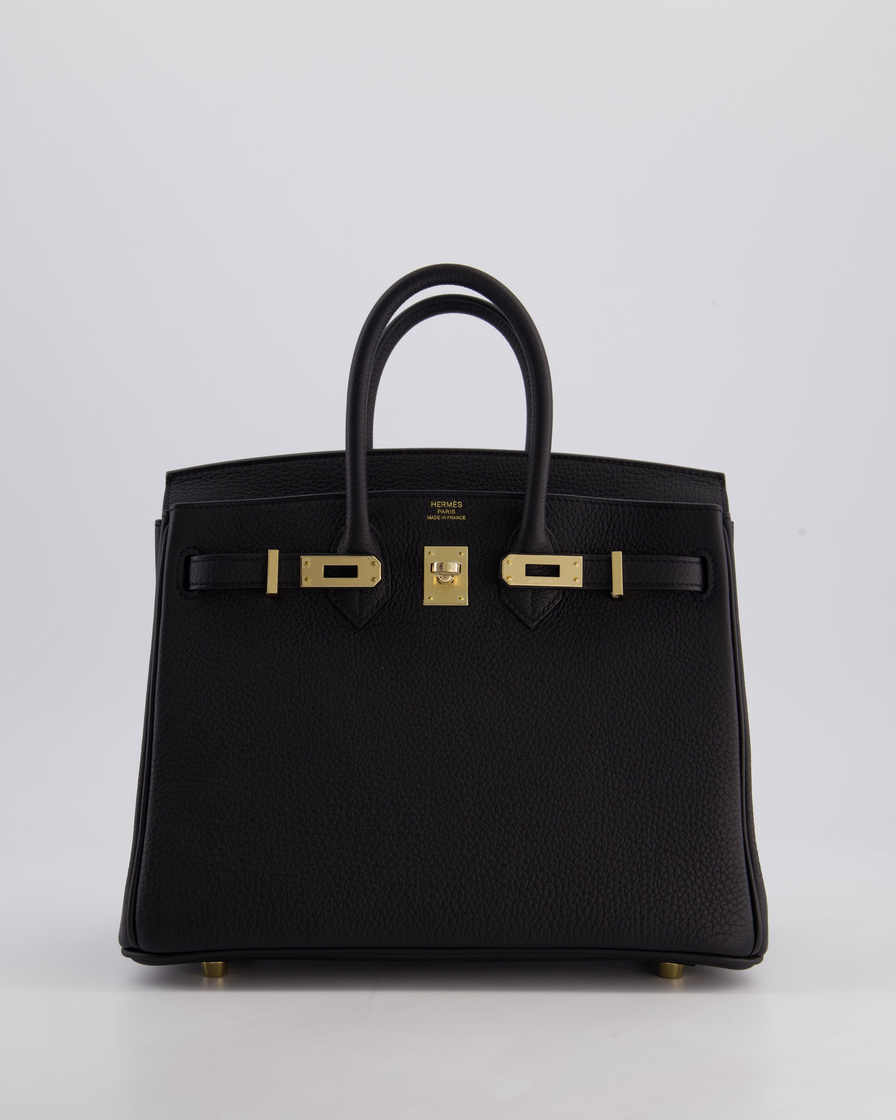 *SUPER RARE* Hermès Birkin 25 Retourne Bag in Noir Togo Leather with Permbrass Hardware