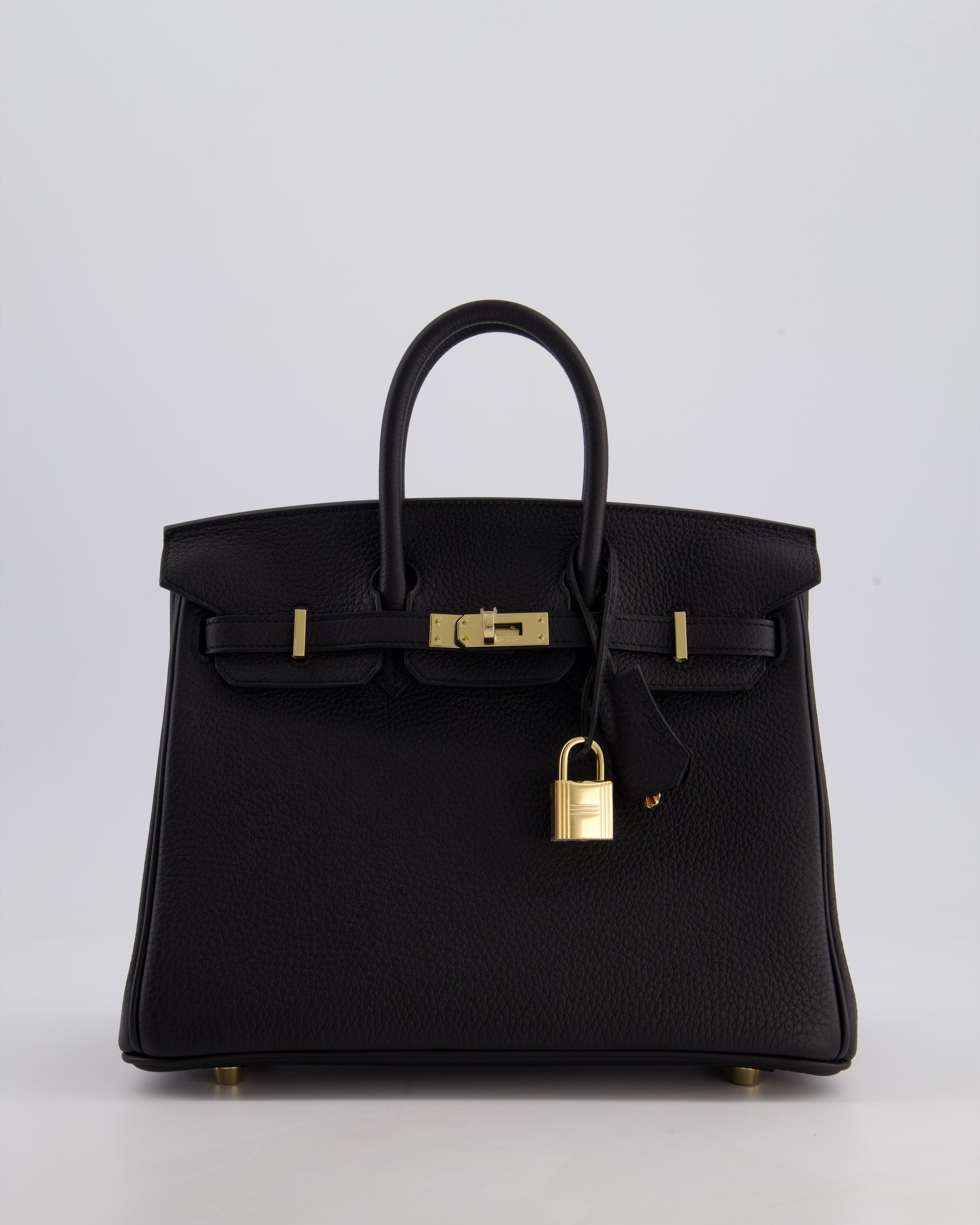 *SUPER RARE* Hermès Birkin 25 Retourne Bag in Noir Togo Leather with Permbrass Hardware