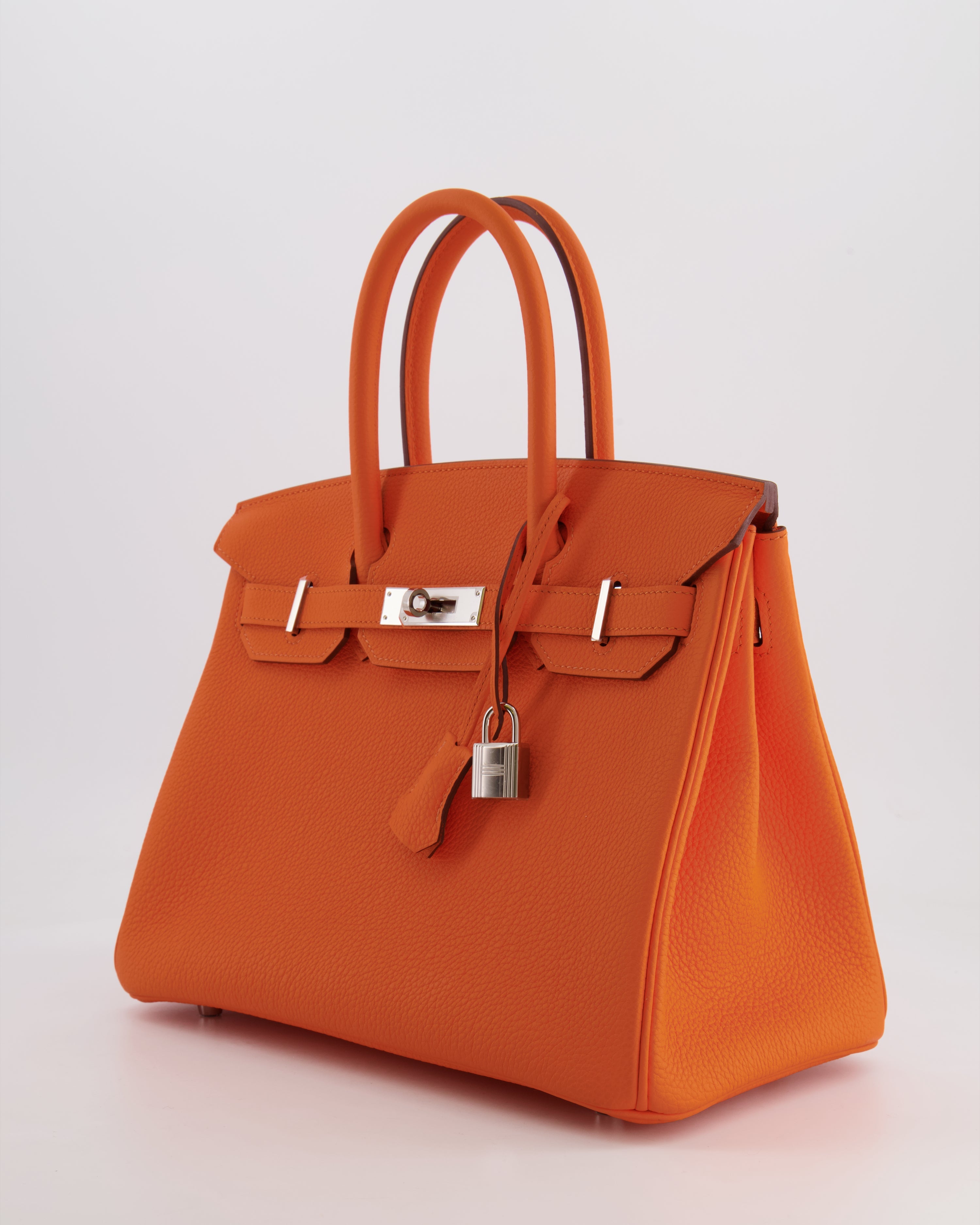 Hermès Birkin 30 Retourne Bag in Orange Minium Togo Leather with Palladium Hardware