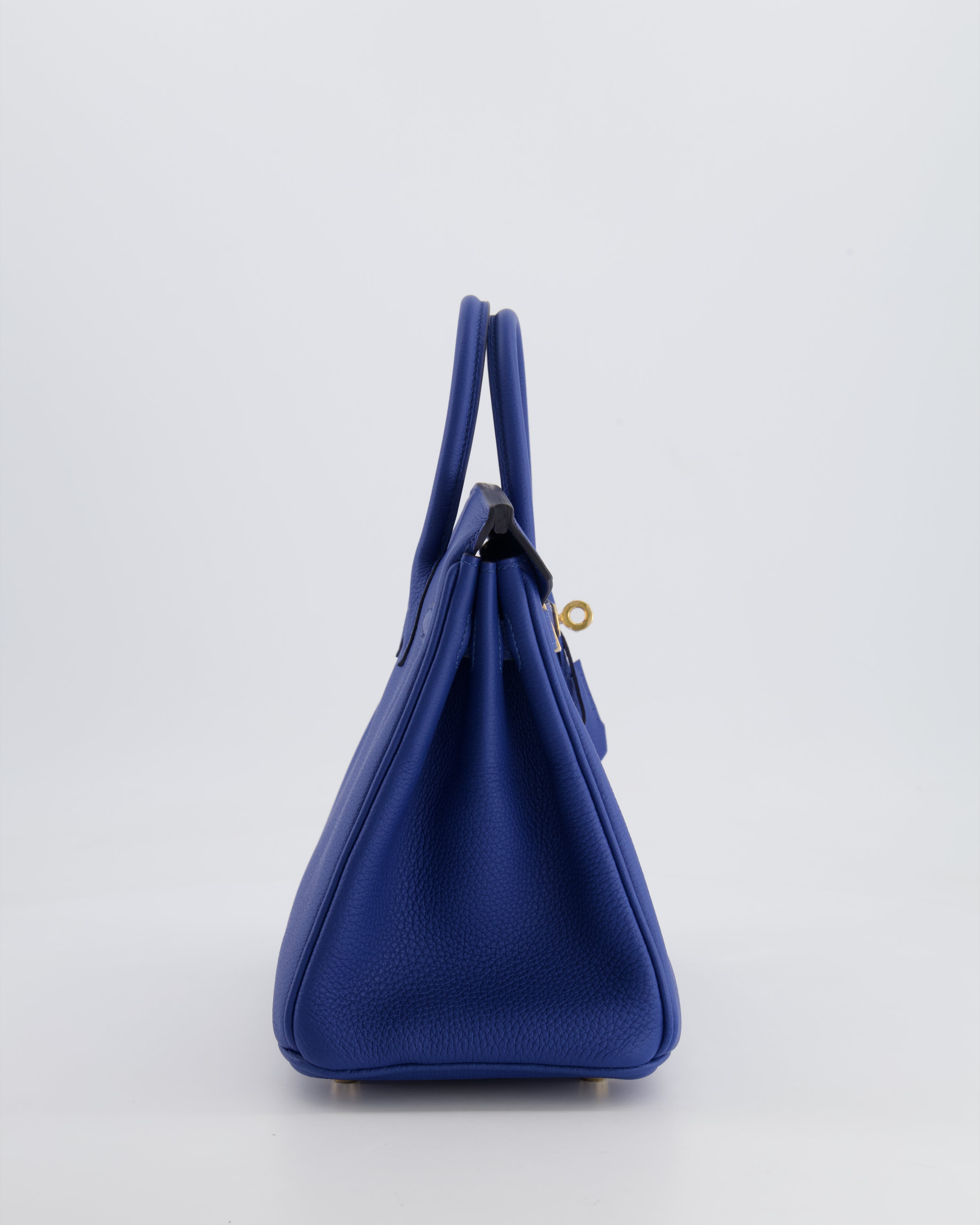 *FIRE PRICE* Hermès Birkin 25 Retourne Bag in Bleu France Togo Leather with Gold Hardware