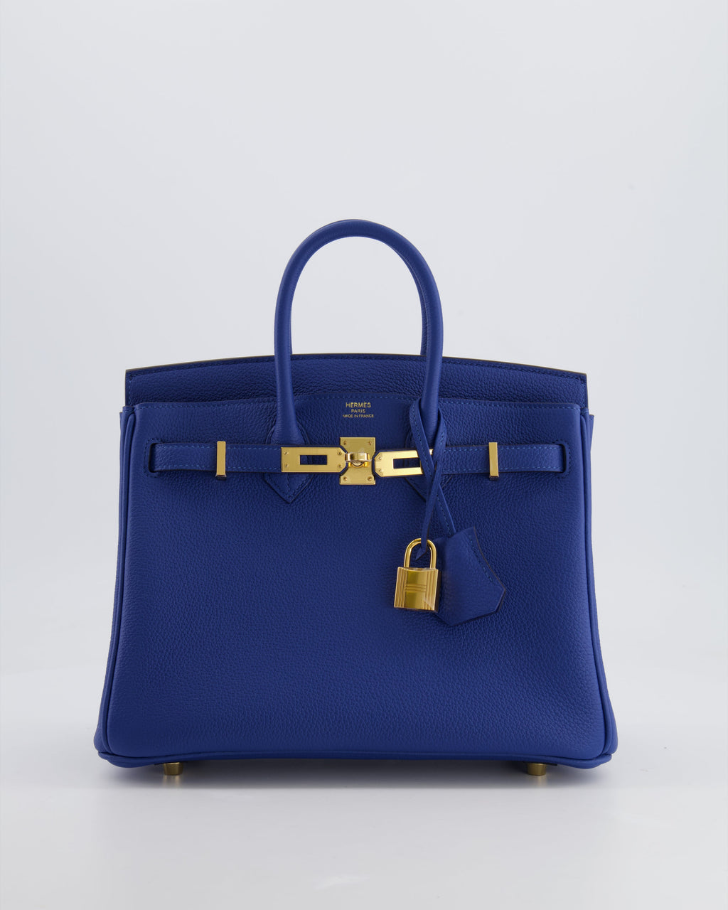 *FIRE PRICE* Hermès Birkin 25 Retourne Bag in Bleu France Togo Leather with Gold Hardware