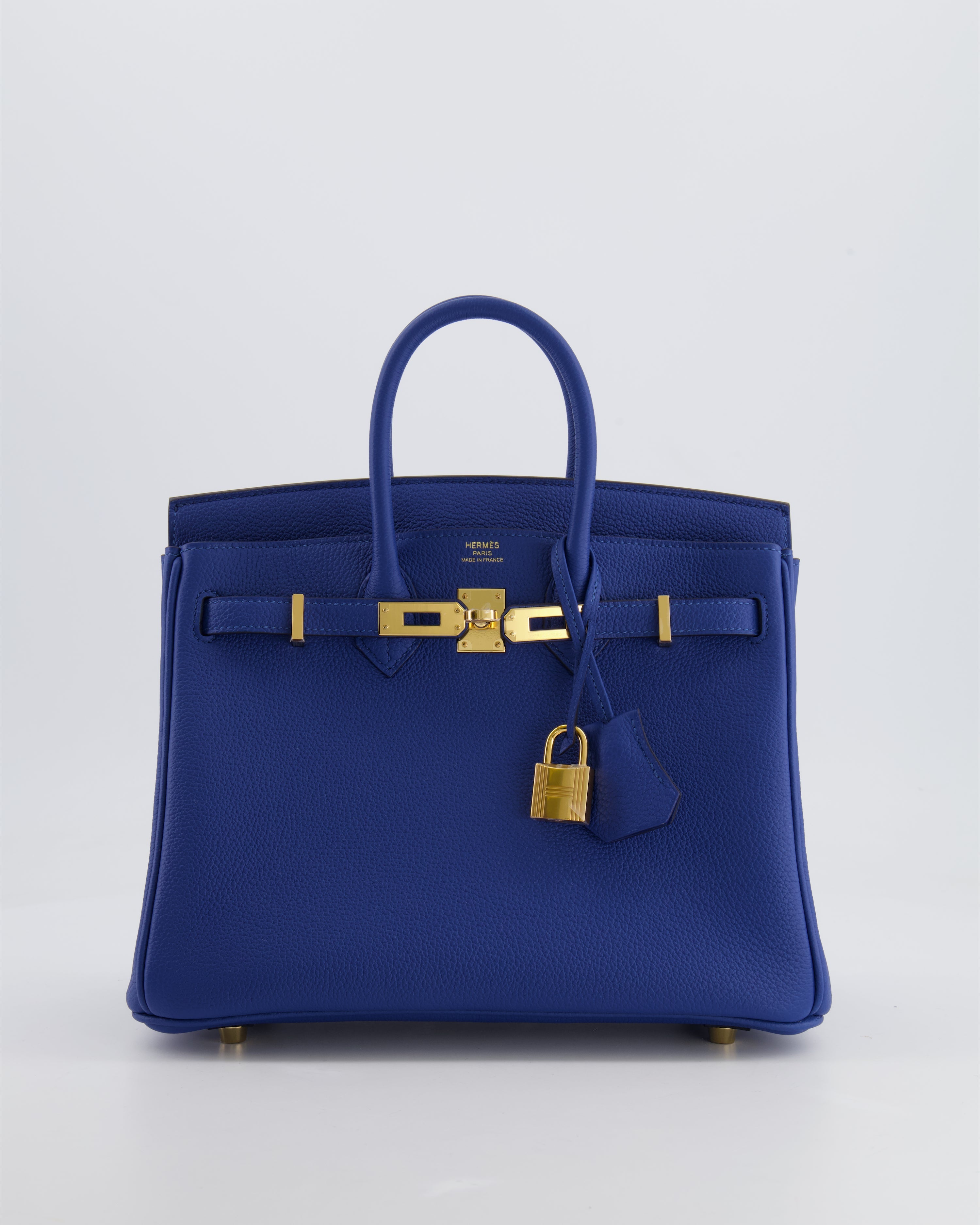 *FIRE PRICE* Hermès Birkin 25 Retourne Bag in Bleu France Togo Leather with Gold Hardware