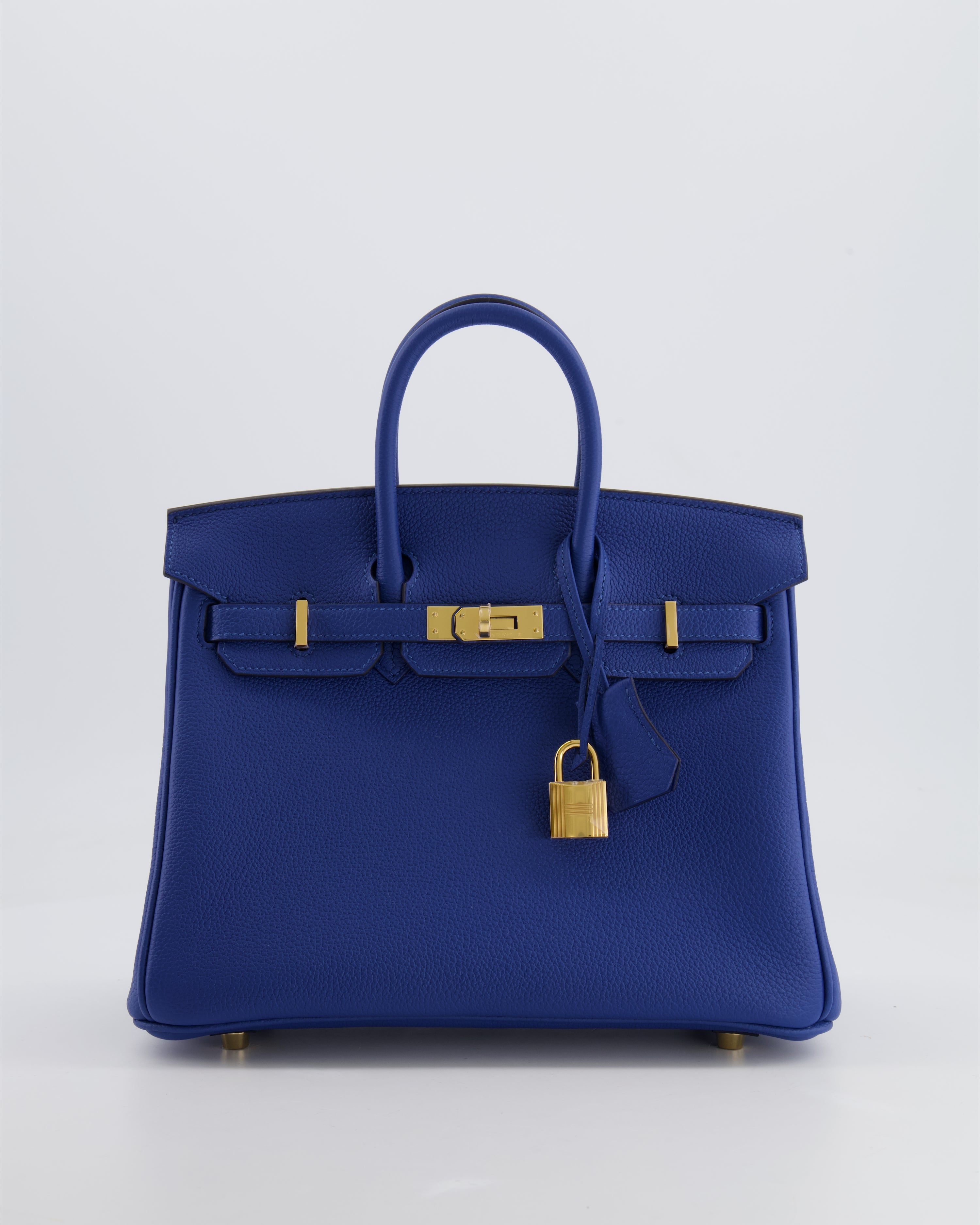 *FIRE PRICE* Hermès Birkin 25 Retourne Bag in Bleu France Togo Leather with Gold Hardware