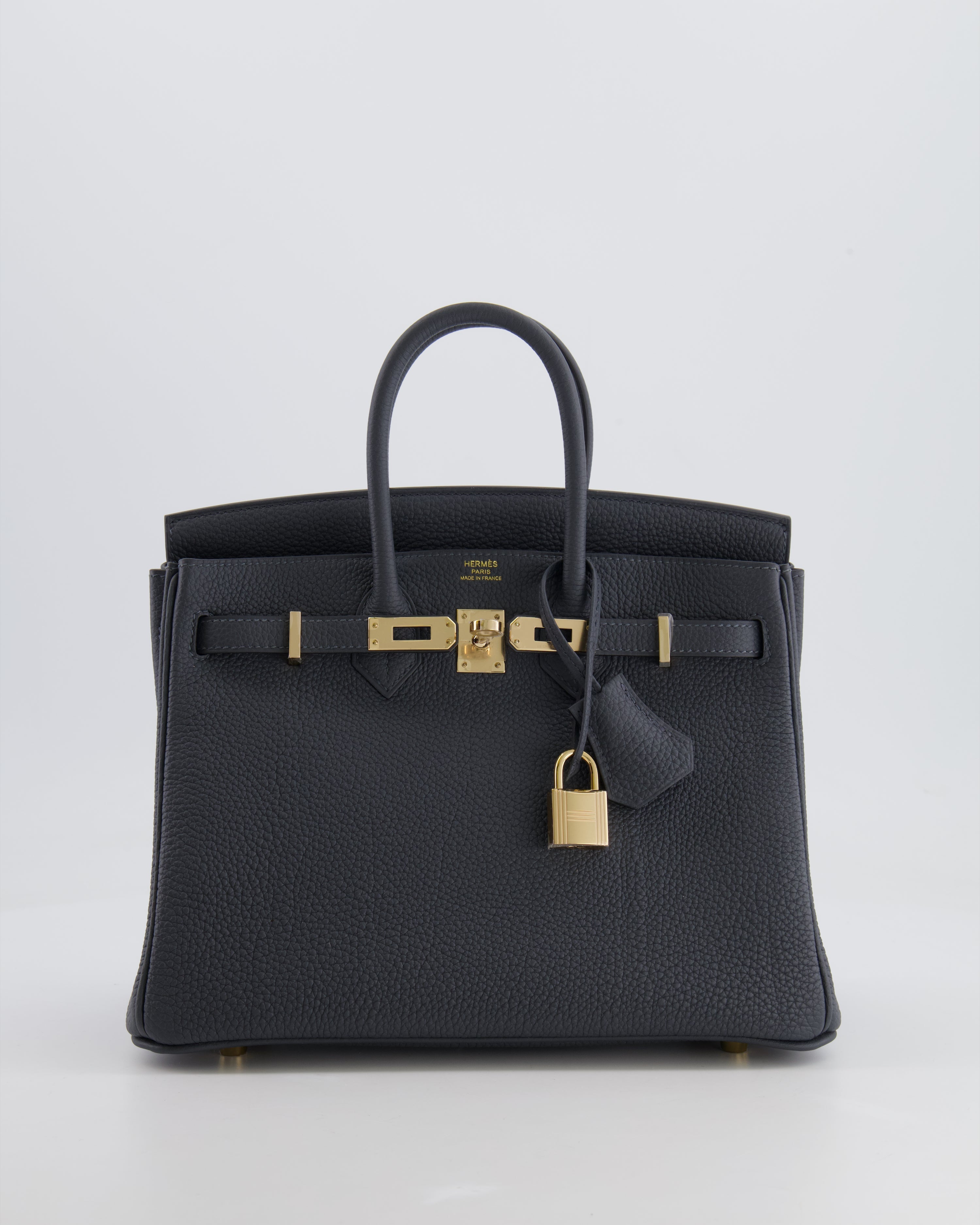 Hermès Birkin 25 Retourne Bag in Gris Misty Togo Leather with Permabrass Hardware
