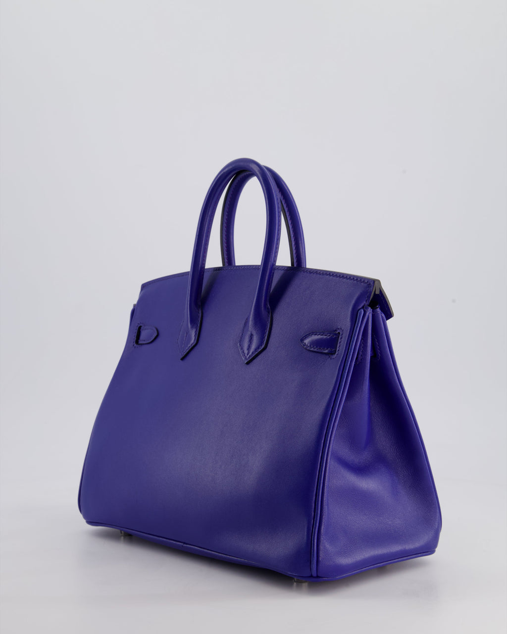 Hermès Birkin 25 Retourne Bag in Bleu Electric Tadelakt Leather with Palladium Hardware