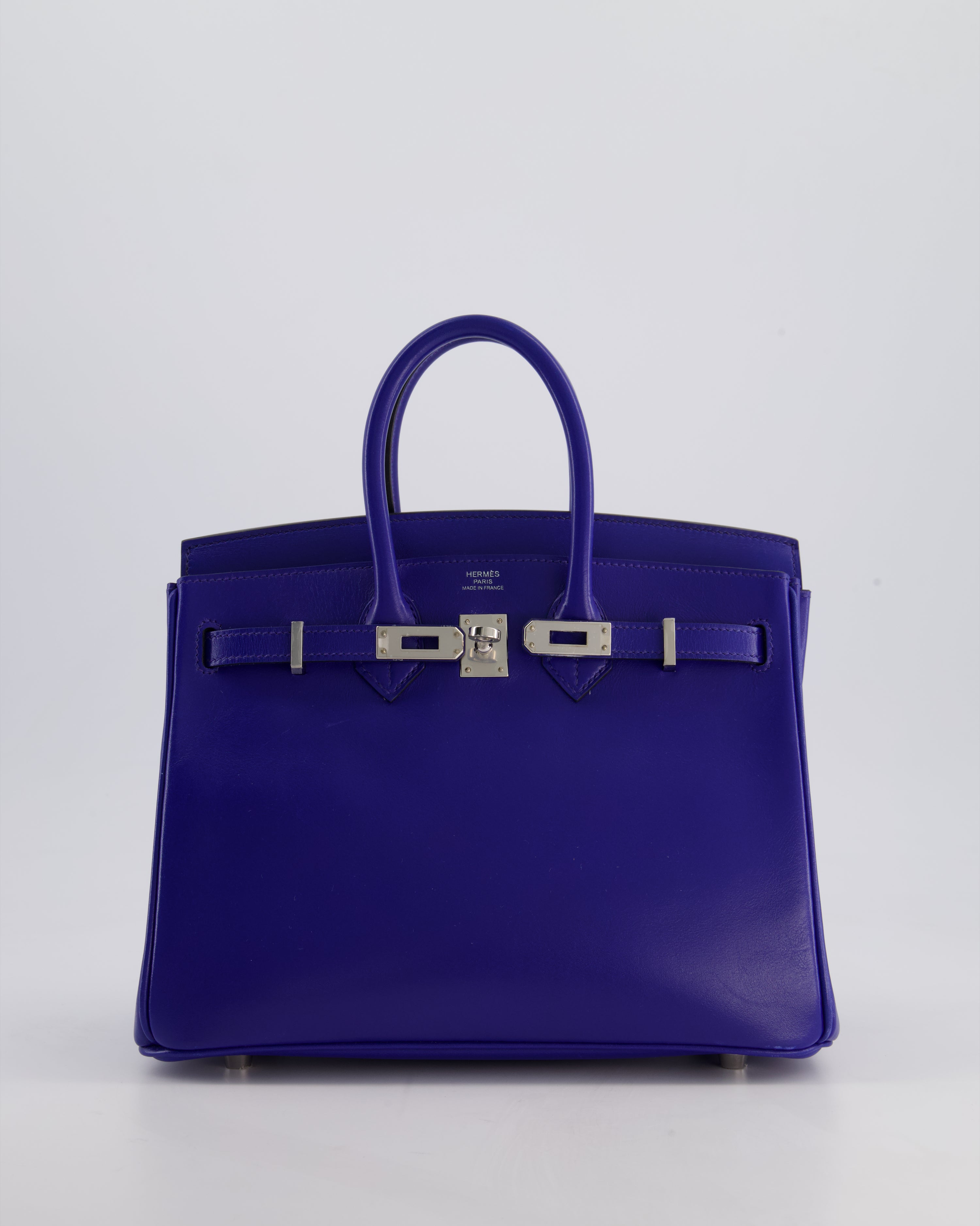 Hermès Birkin 25 Retourne Bag in Bleu Electric Tadelakt Leather with Palladium Hardware
