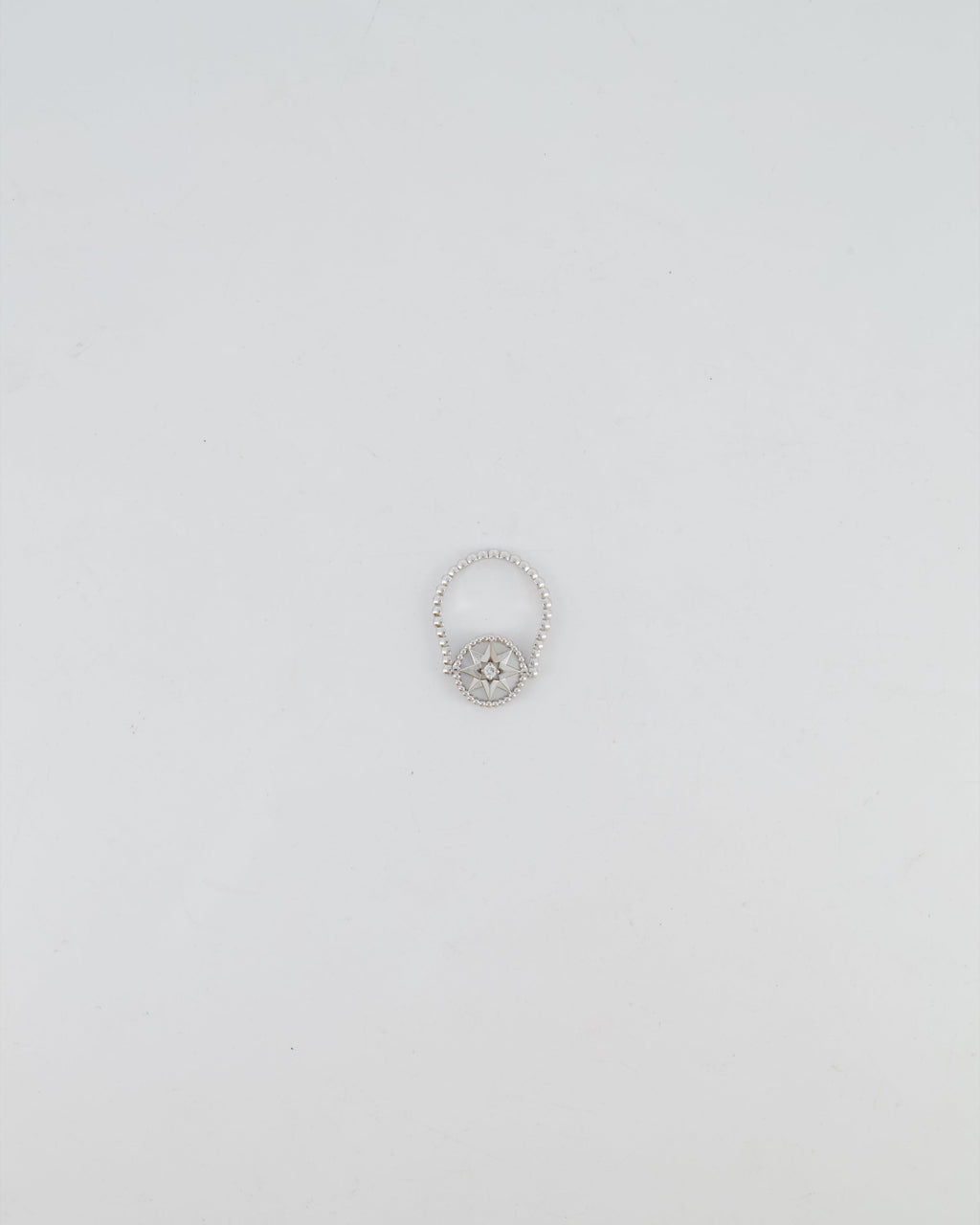 Dior Rose des Vents Ring in White Gold with Diamond and Mother-of-Pearl Size 54 RRP £2,550