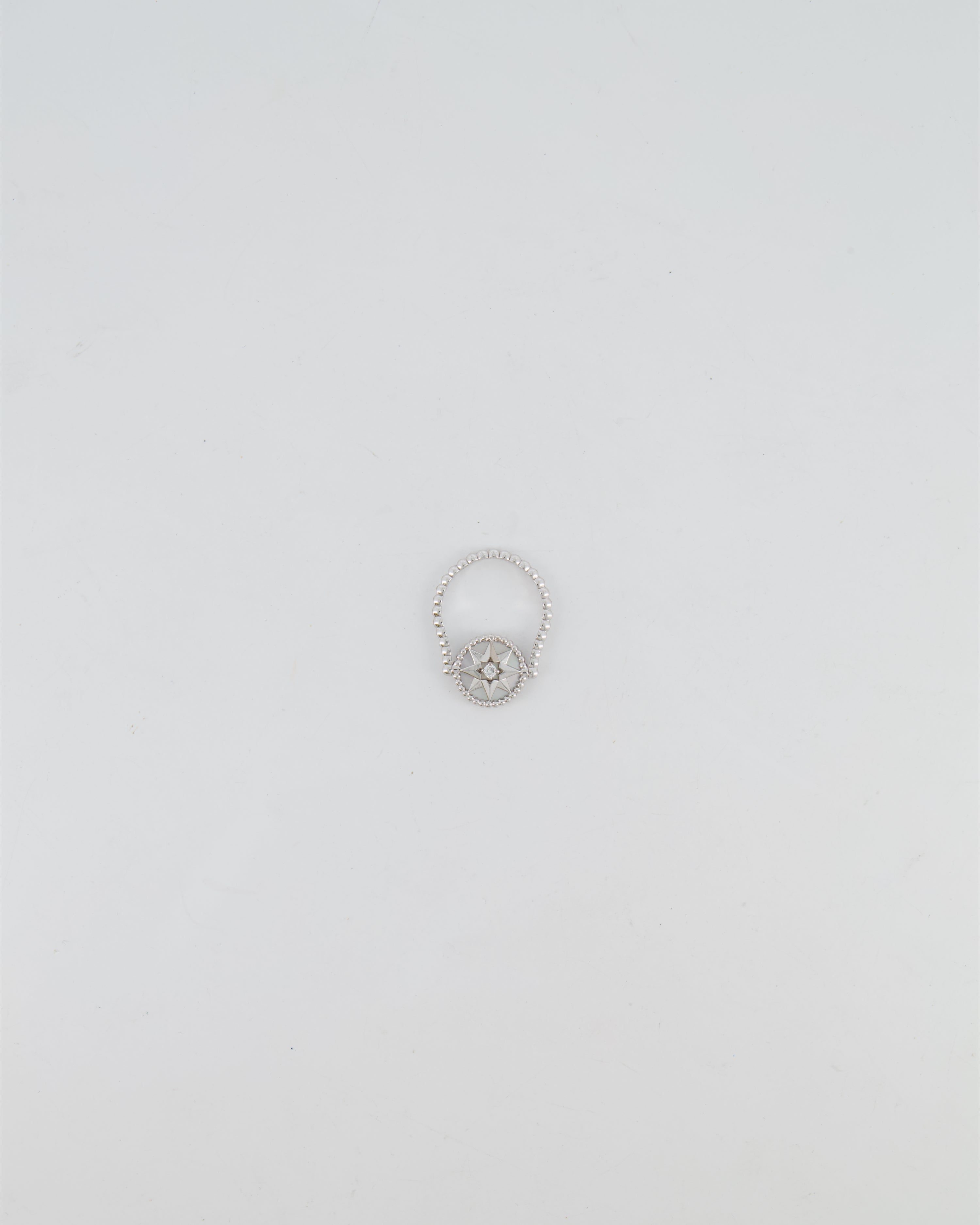Dior Rose des Vents Ring in White Gold with Diamond and Mother-of-Pearl Size 54 RRP £2,550
