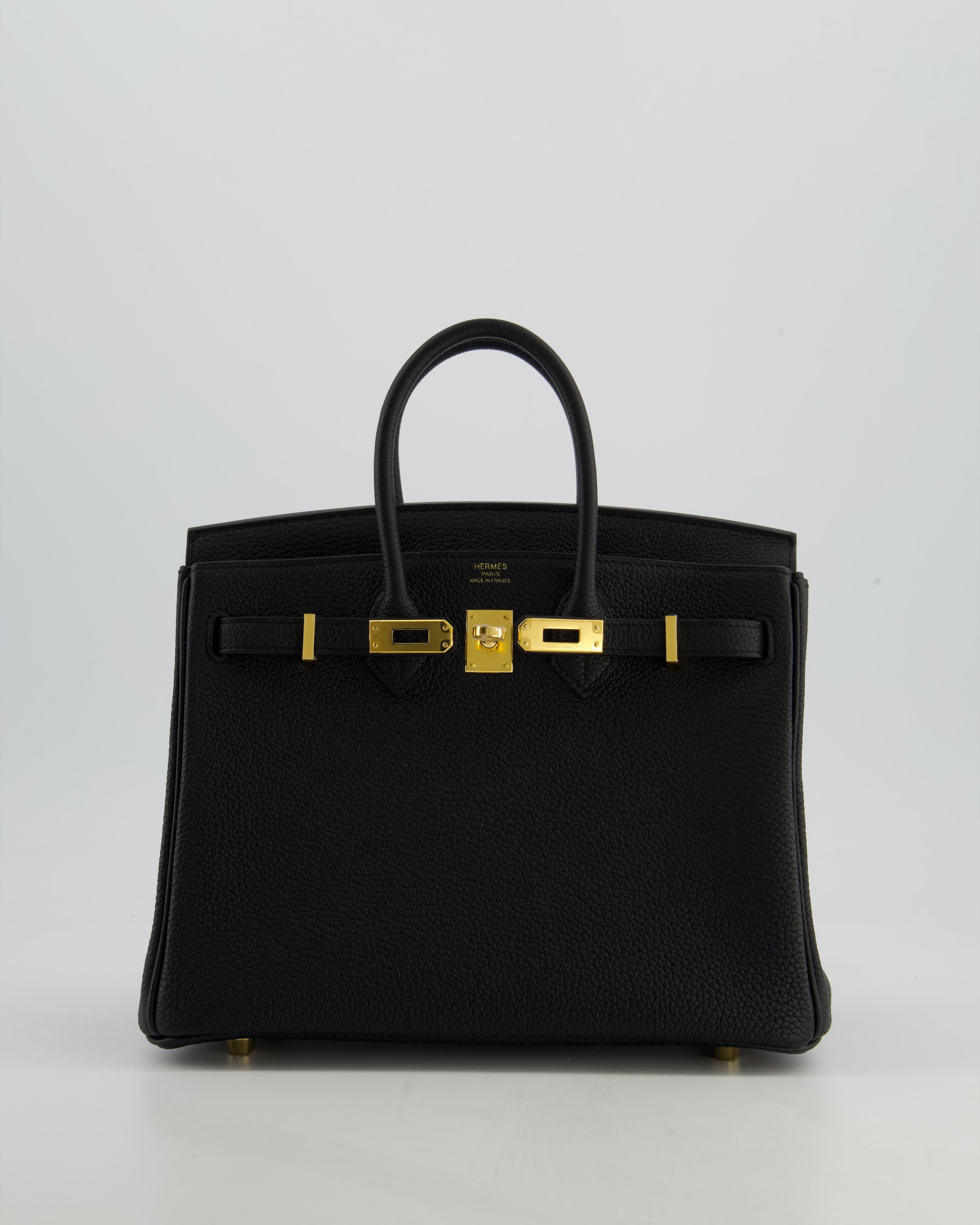 *HOLY GRAIL* Hermès Birkin 25 Retourne Bag in Noir Togo Leather with Gold Hardware