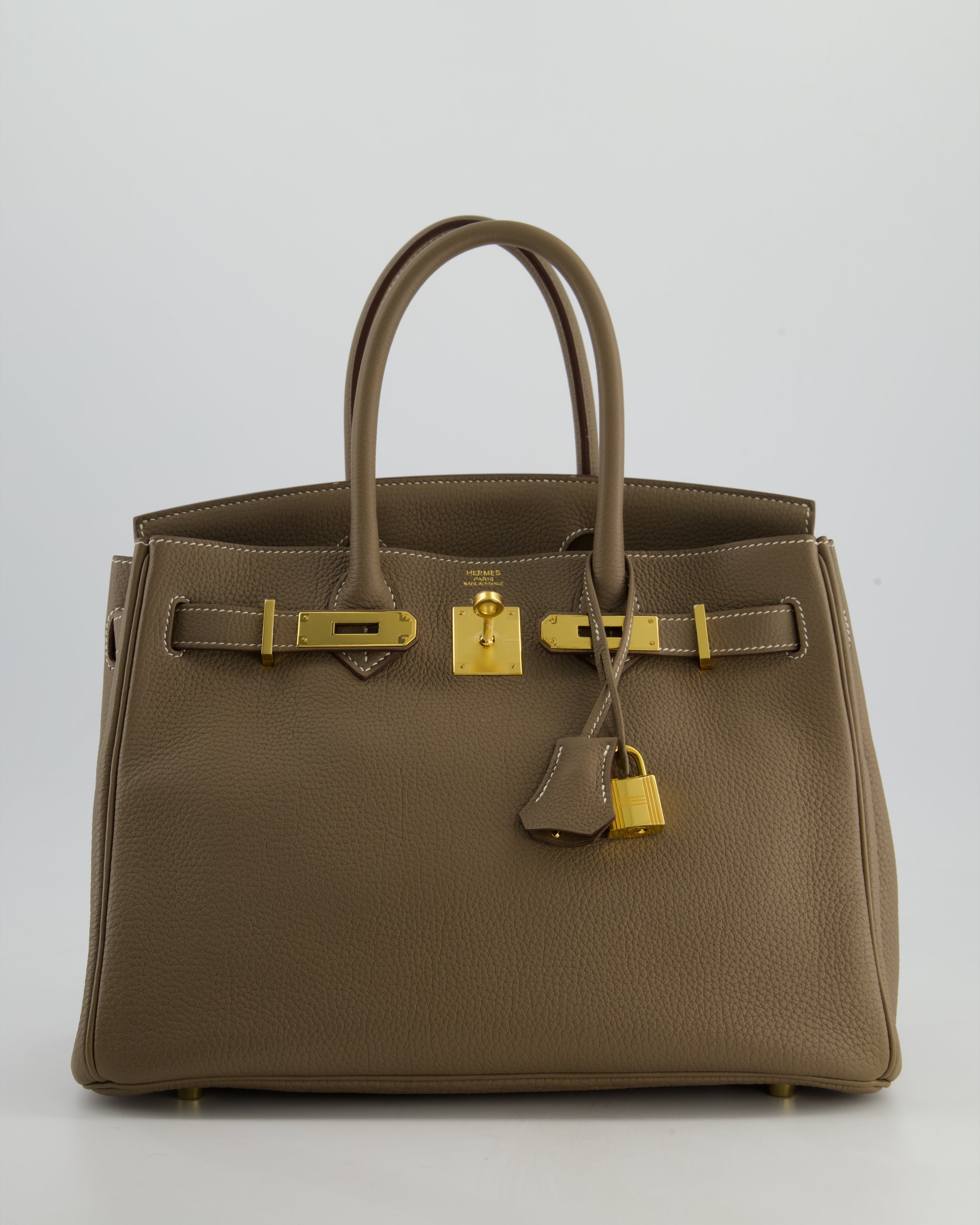 *RARE* Hermès Birkin 30 Retourne Bag in Etoupe Togo Leather with Gold Hardware