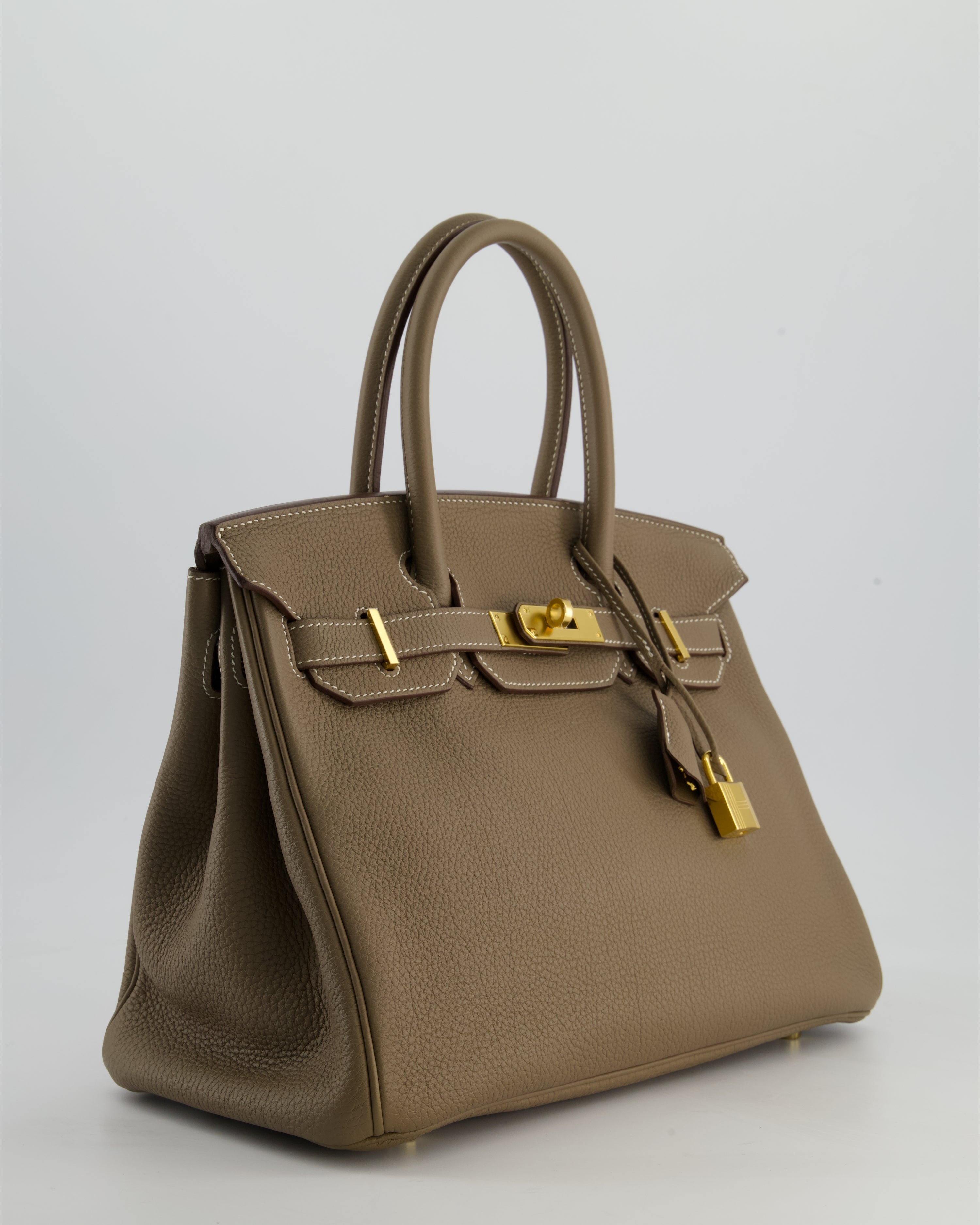 *RARE* Hermès Birkin 30 Retourne Bag in Etoupe Togo Leather with Gold Hardware