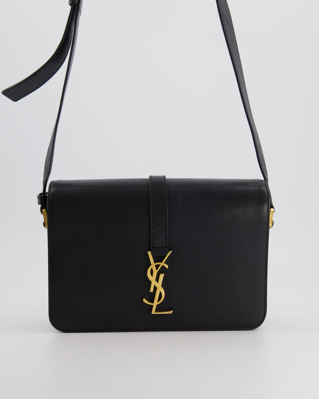 Saint Laurent Black Messenger Leather Bag with Gold Hardware
