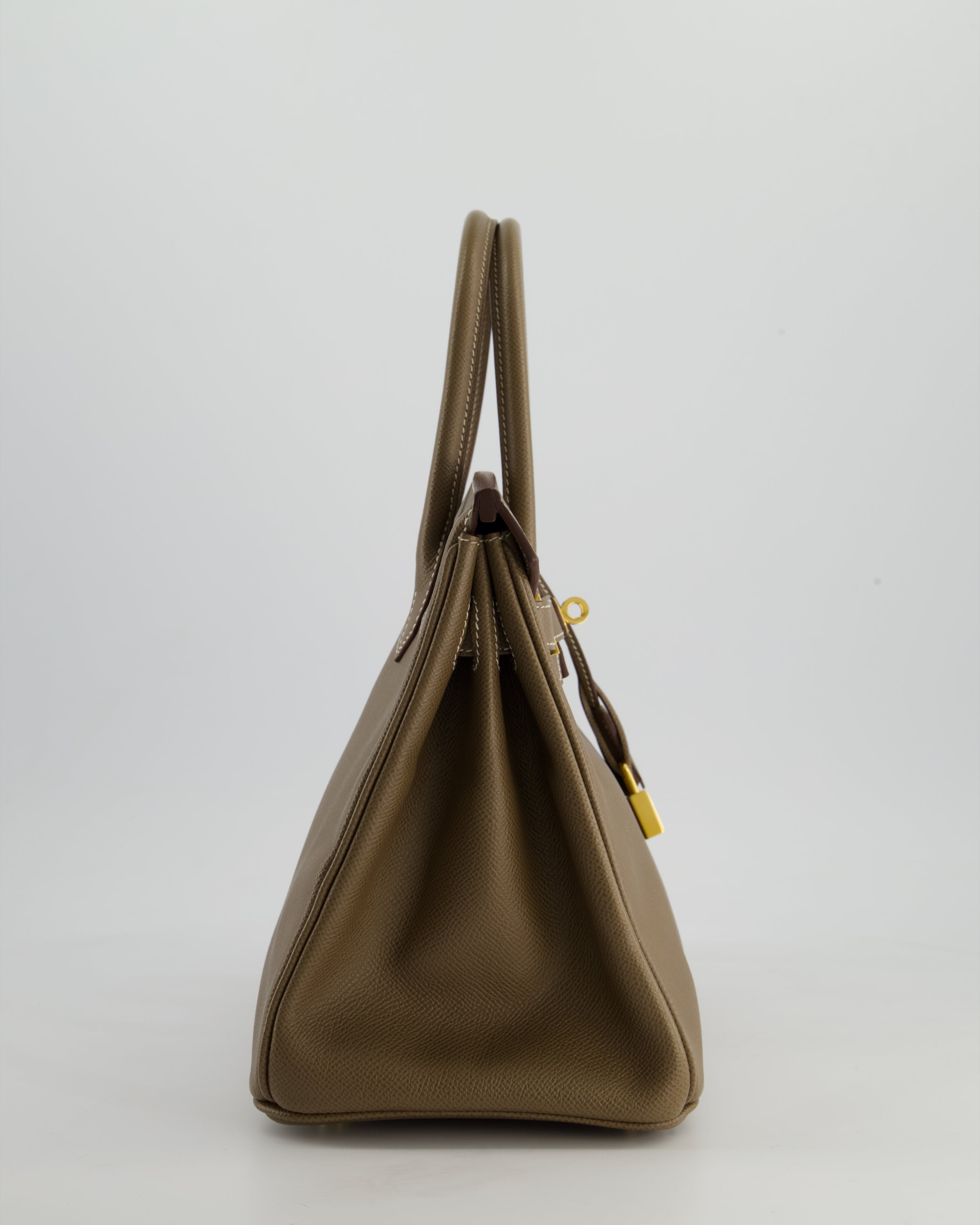*FIRE PRICE* Hermès Birkin 30 Retourne Bag in Etoupe Epsom Leather with Gold Hardware