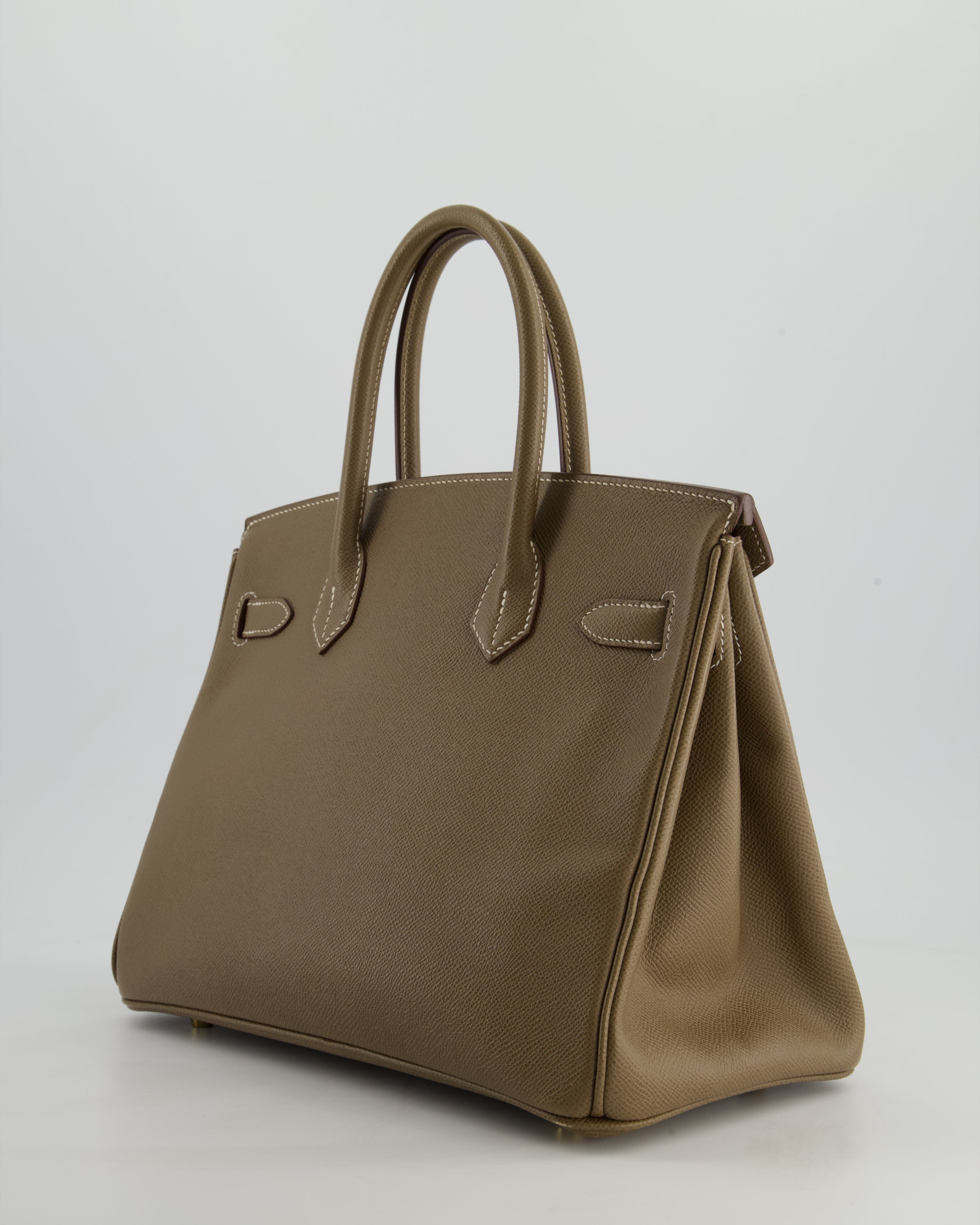 *FIRE PRICE* Hermès Birkin 30 Retourne Bag in Etoupe Epsom Leather with Gold Hardware