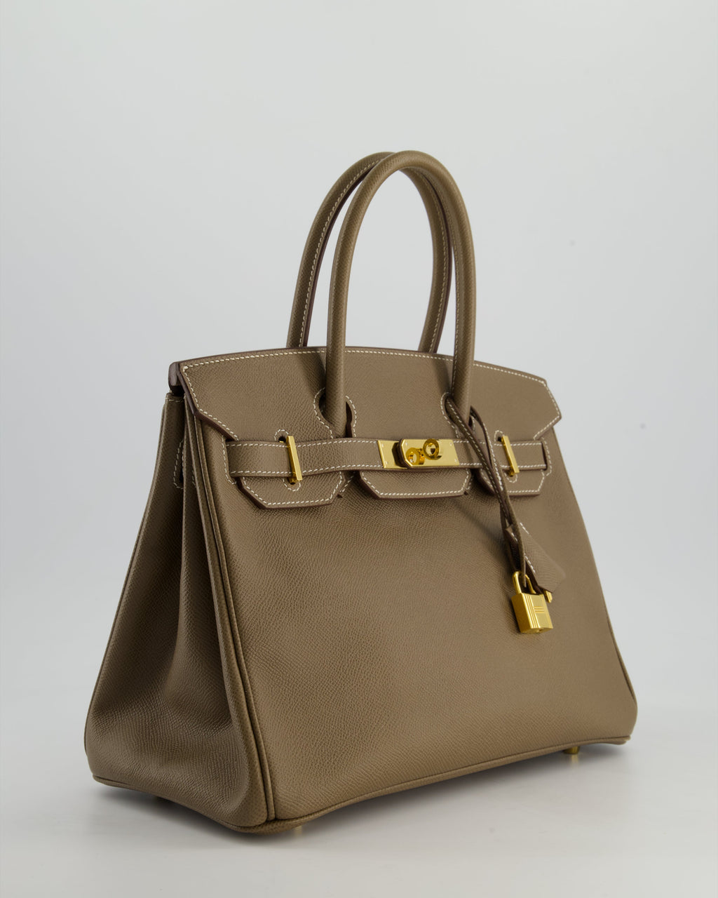 *FIRE PRICE* Hermès Birkin 30 Retourne Bag in Etoupe Epsom Leather with Gold Hardware