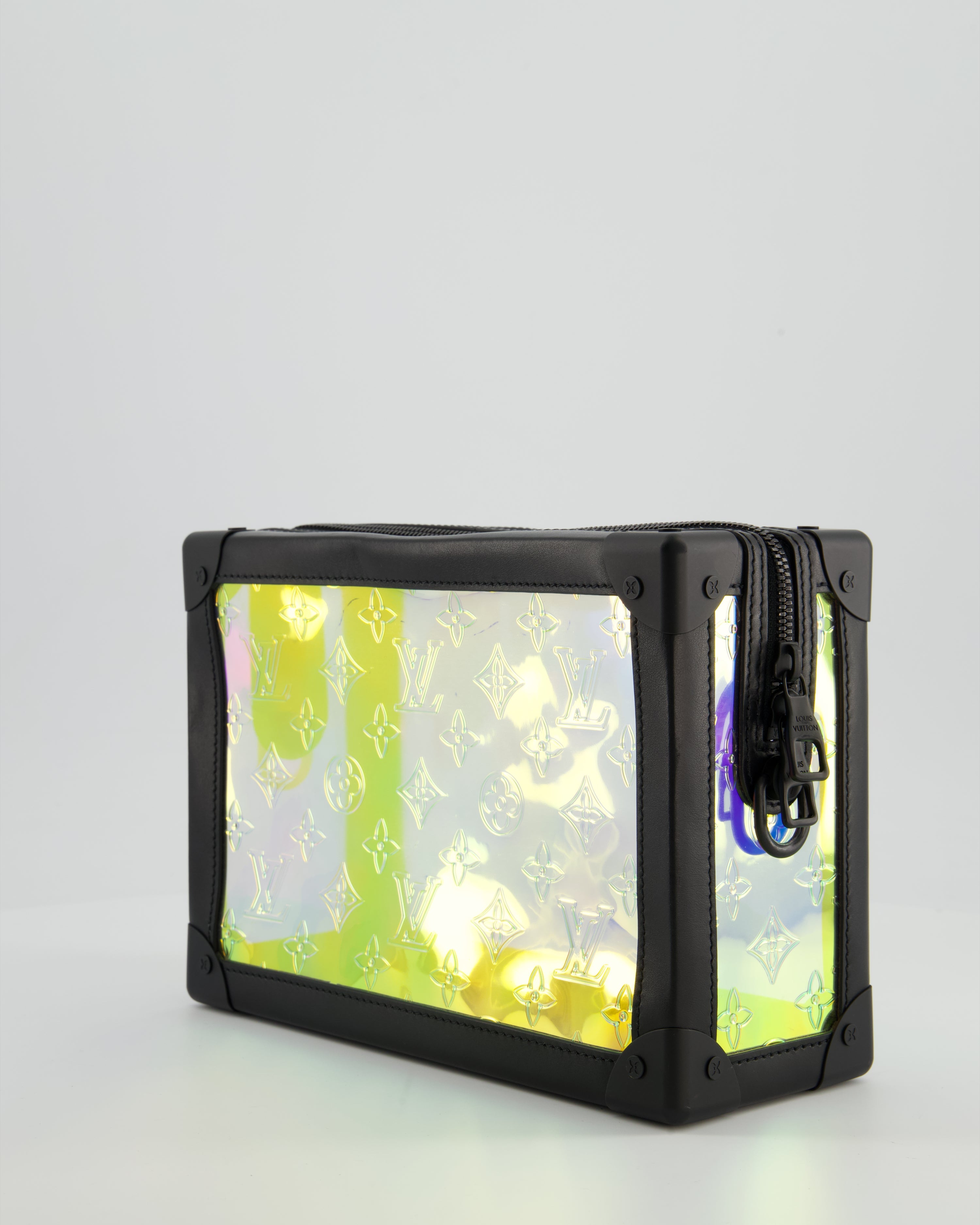 Louis Vuitton Iridescent Monogram & Matt Black Leather Mini Soft Trunk Bag In with Black Hardware