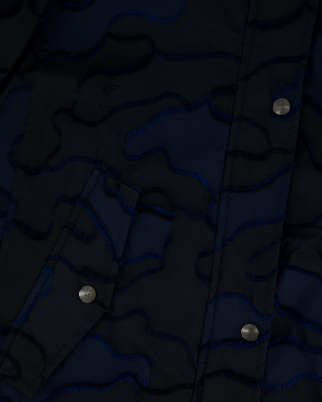 Christian Dior Navy & Black Camouflage Jacquard Long Sleeve Parka with Foldable Hood Size FR 34 (UK 6)