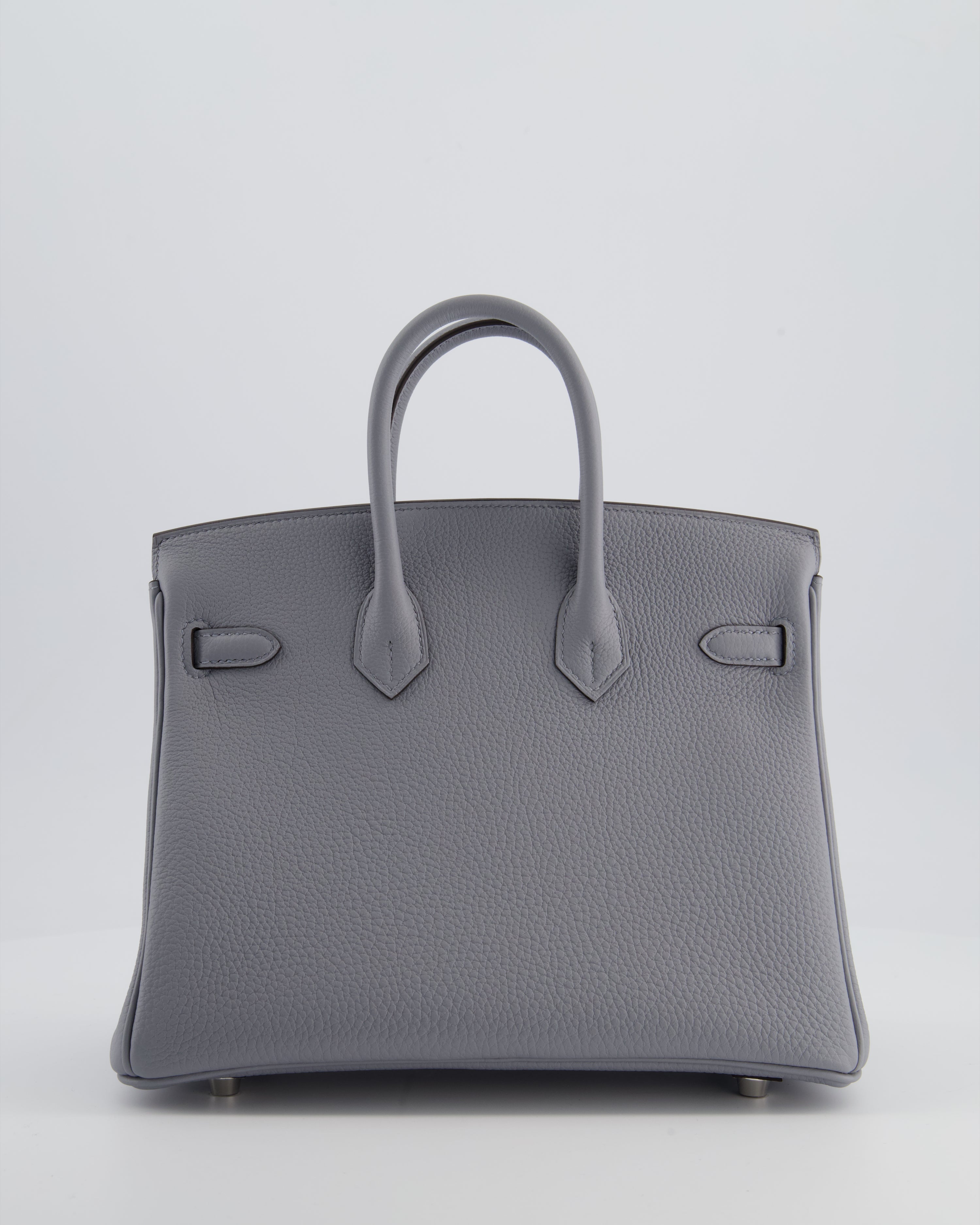 *RARE* Hermès Birkin 25 Retourne Bag in Gris Pantin Togo Leather with Palladium Hardware