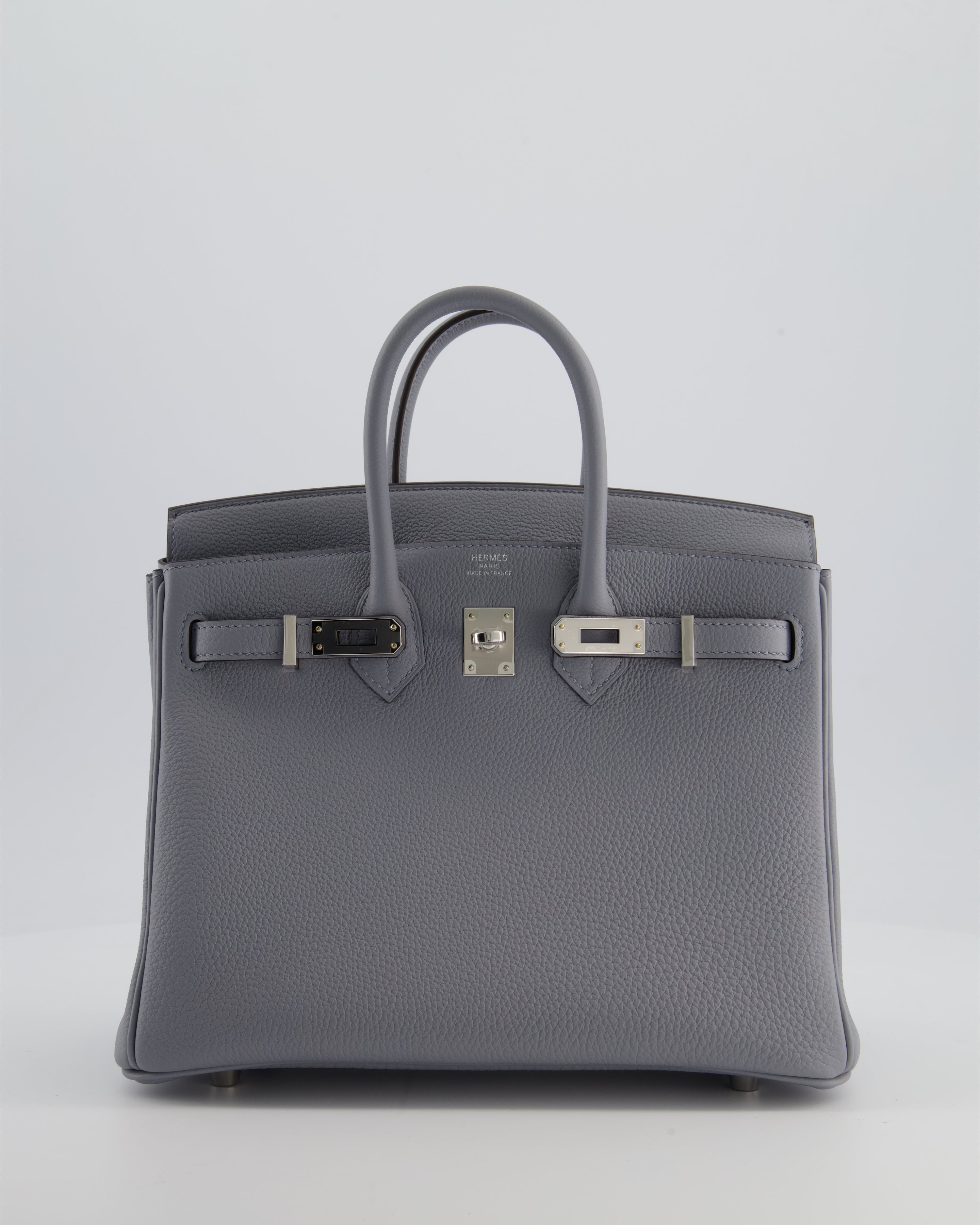 *RARE* Hermès Birkin 25 Retourne Bag in Gris Pantin Togo Leather with Palladium Hardware