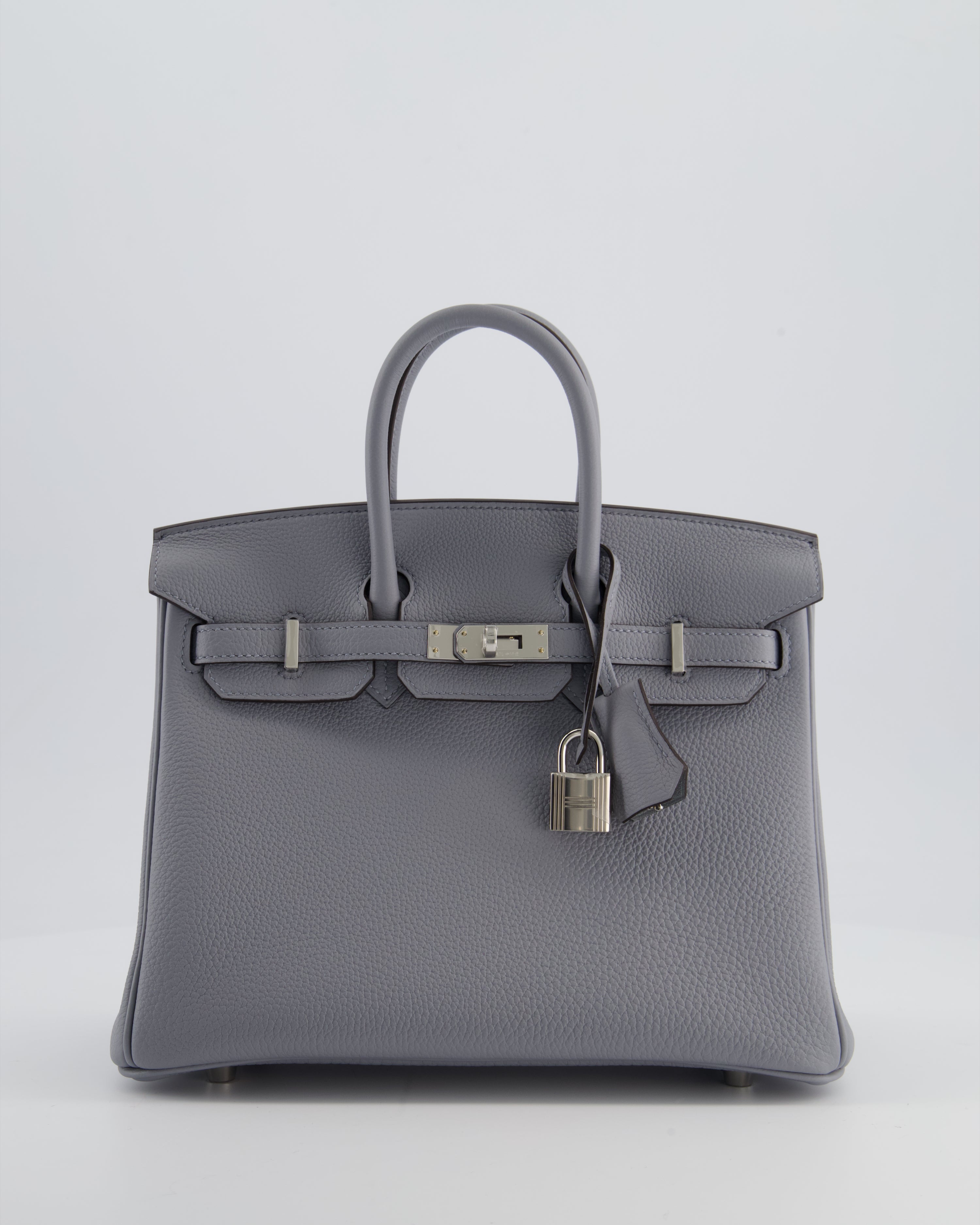 *RARE* Hermès Birkin 25 Retourne Bag in Gris Pantin Togo Leather with Palladium Hardware