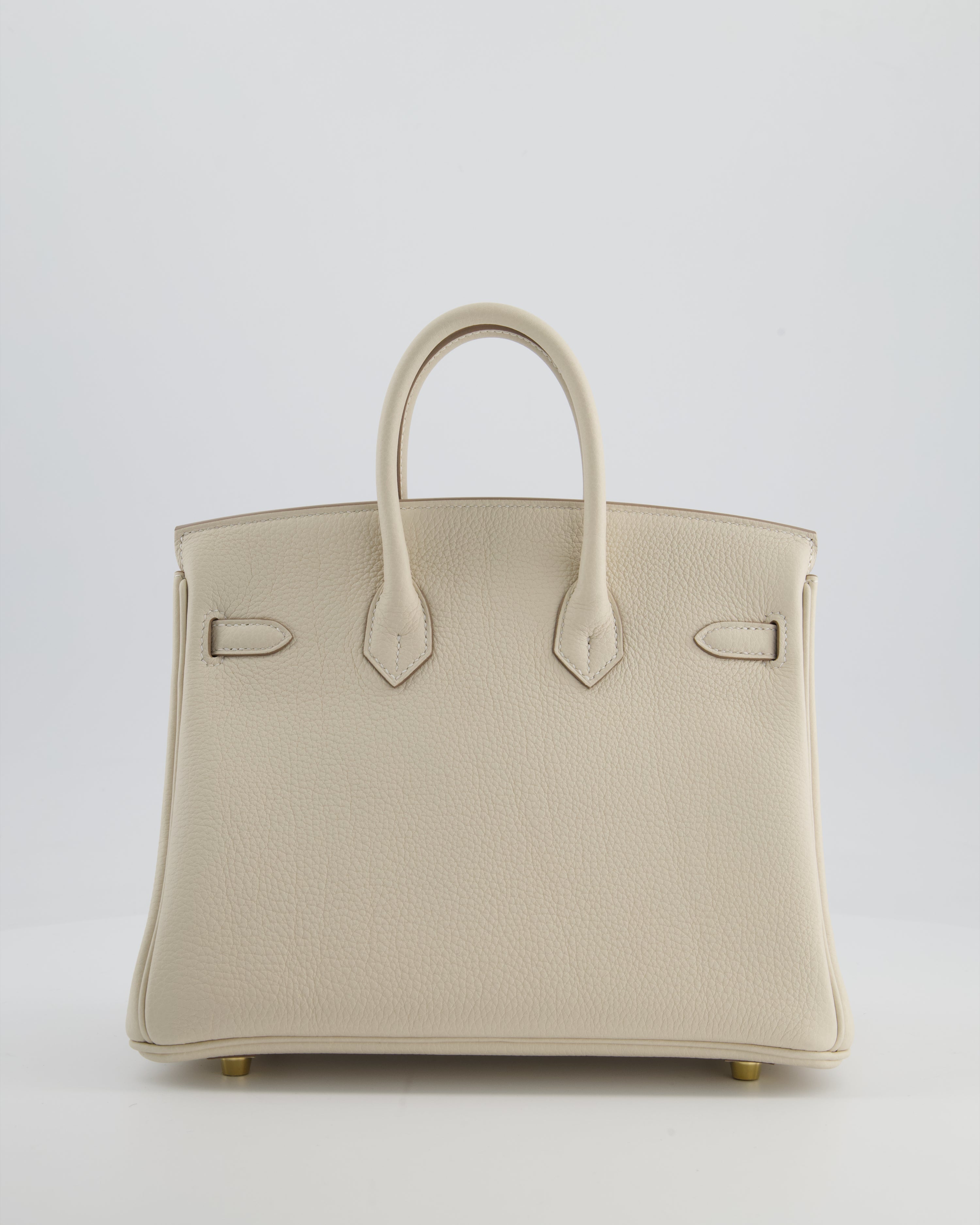 *HOT* Hermès Birkin 25 Retourne Bag in Craie Togo Leather with Gold Hardware