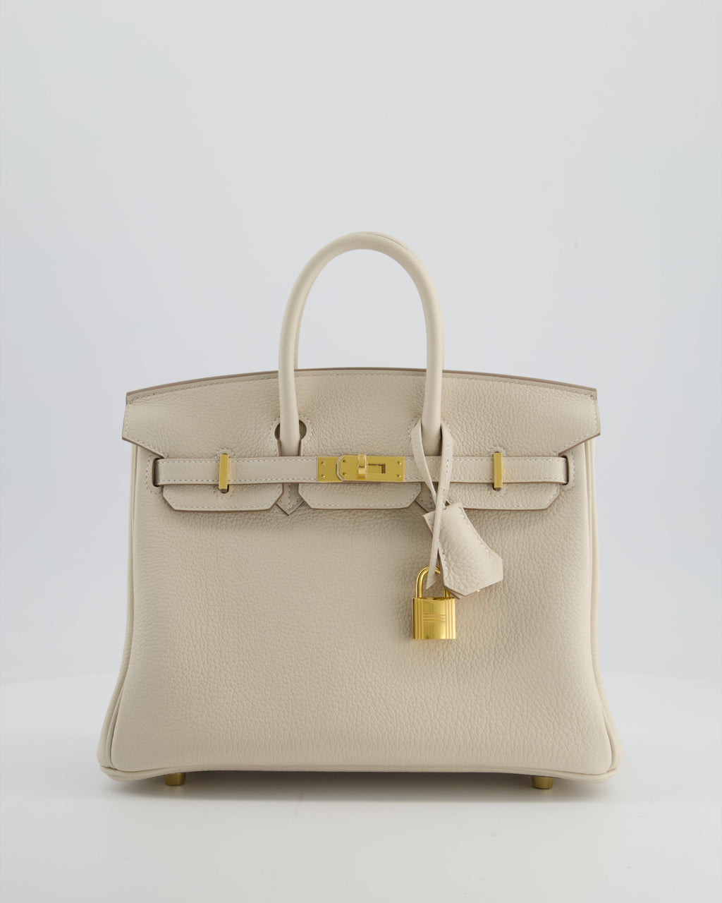 *HOT* Hermès Birkin 25 Retourne Bag in Craie Togo Leather with Gold Hardware