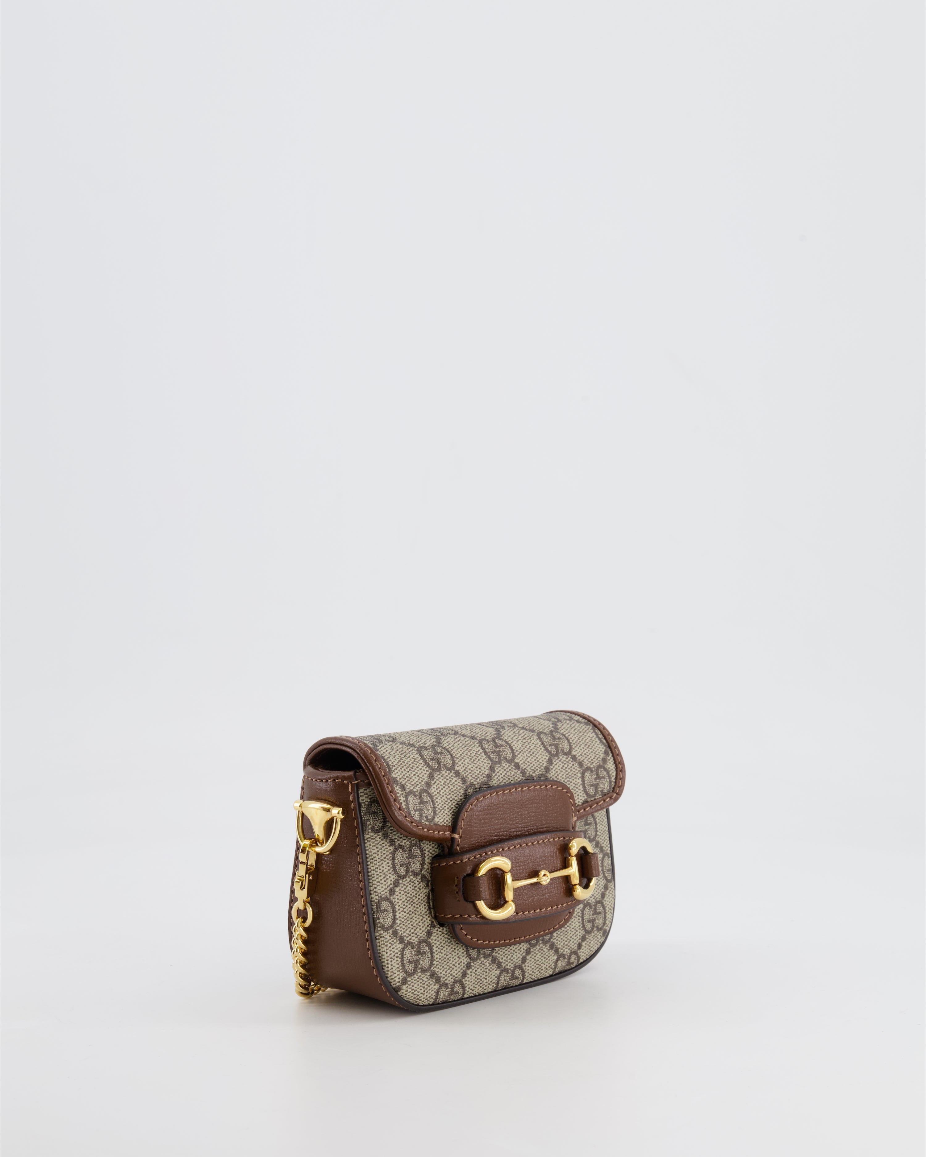Gucci Beige and Brown GG Nano Horsebit Shoulder Bag with Gold Hardware RRP £1,240
