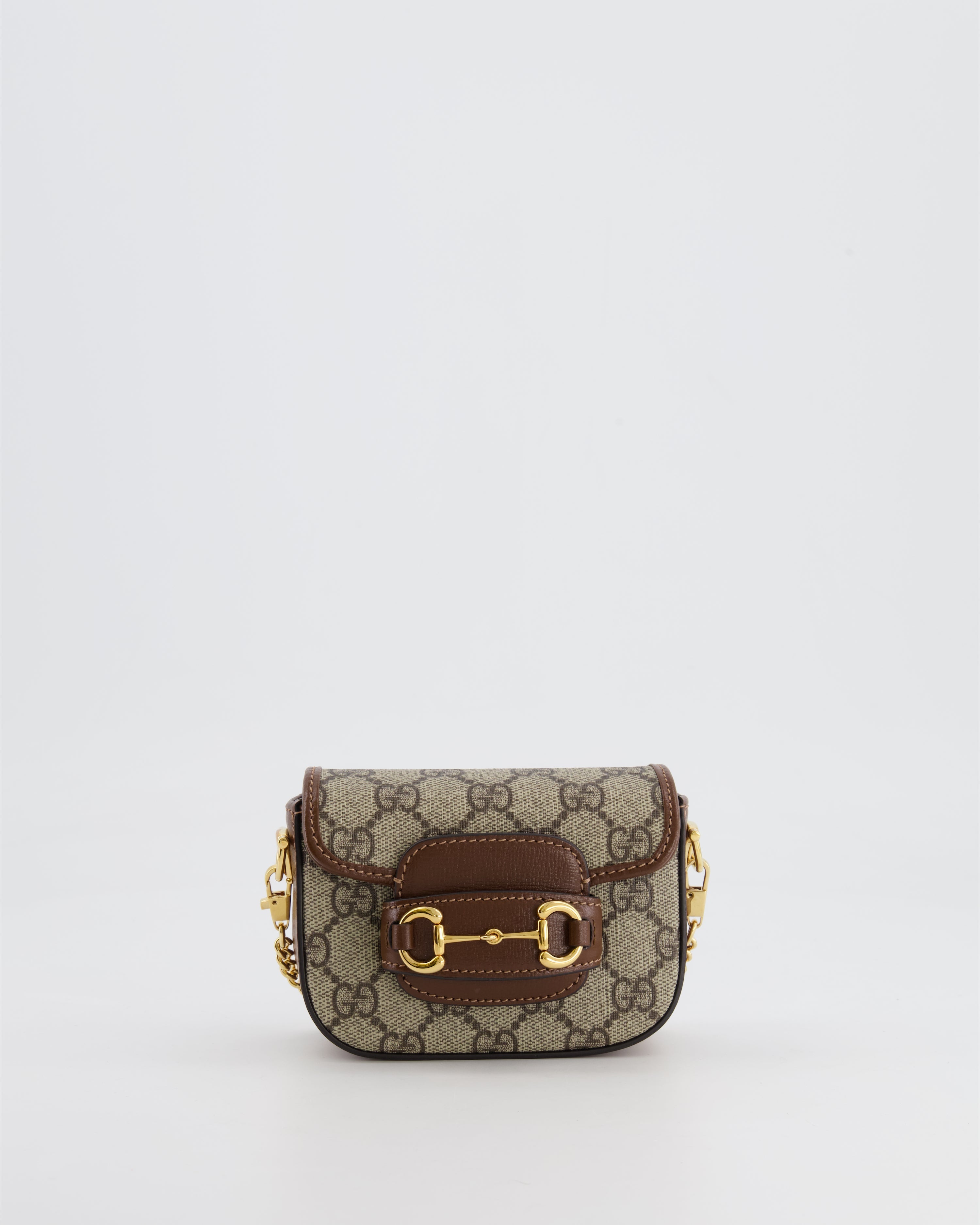 Gucci Beige and Brown GG Nano Horsebit Shoulder Bag with Gold Hardware RRP £1,240