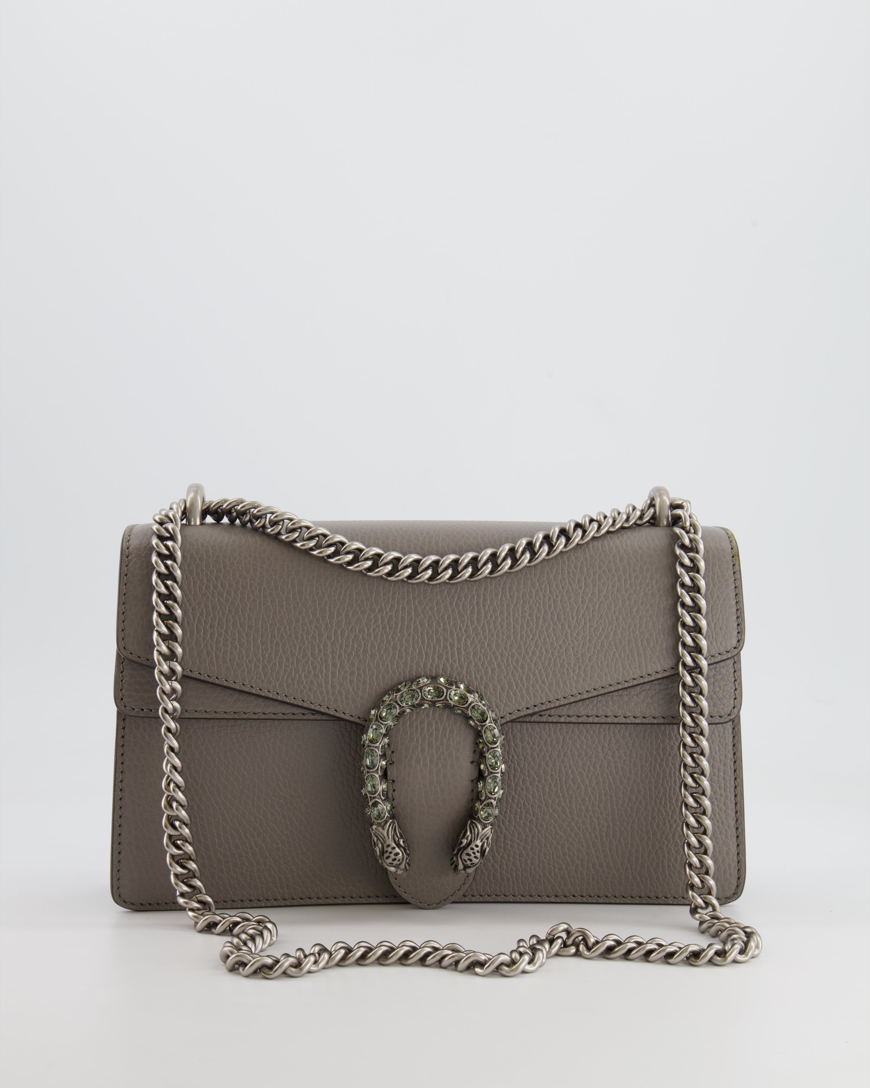 Gucci Grey Leather Medium Dionysus Shoulder Bag with Silver and Crystal Hardware RRP £2,630
