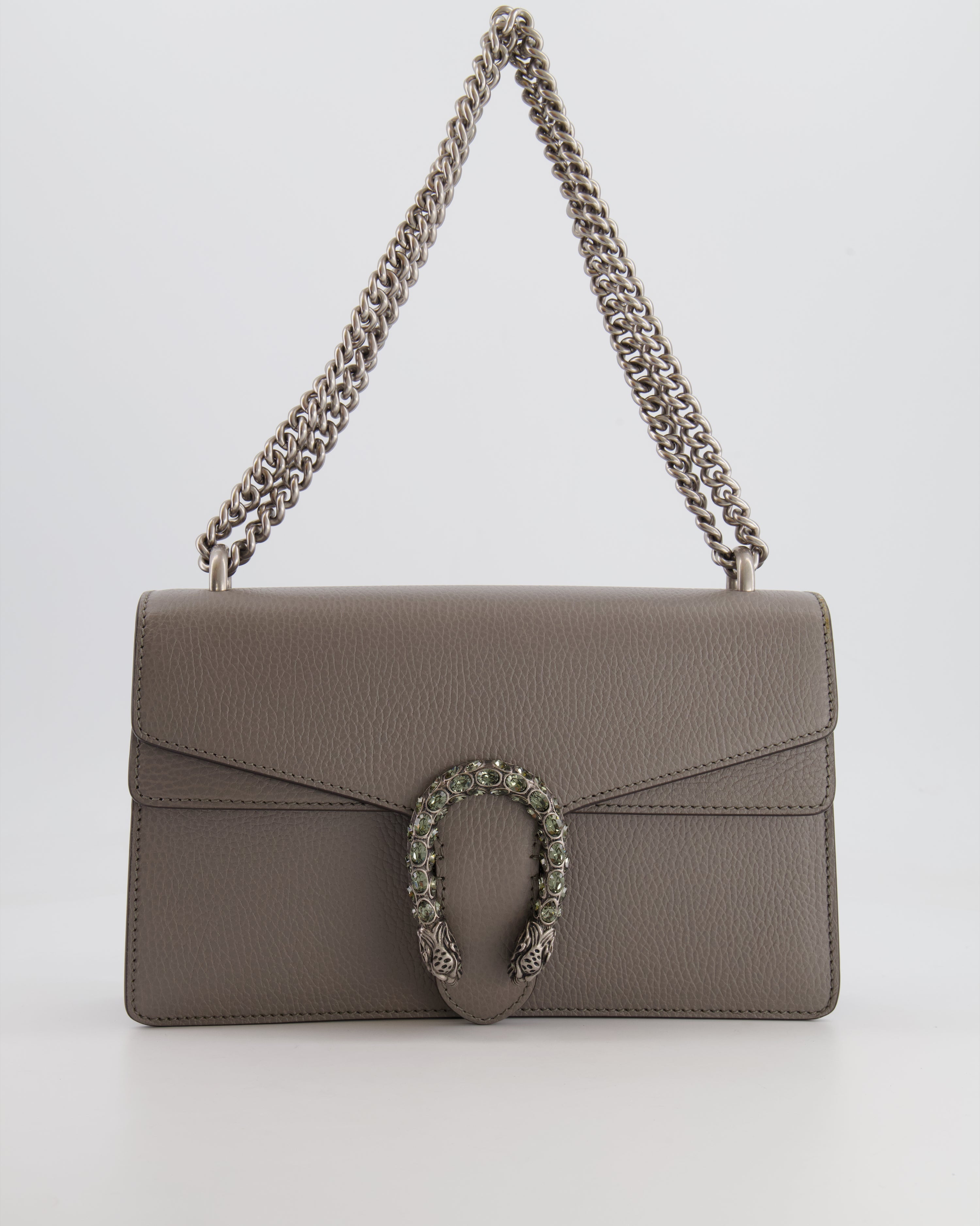 Gucci Grey Leather Medium Dionysus Shoulder Bag with Silver and Crystal Hardware RRP £2,630