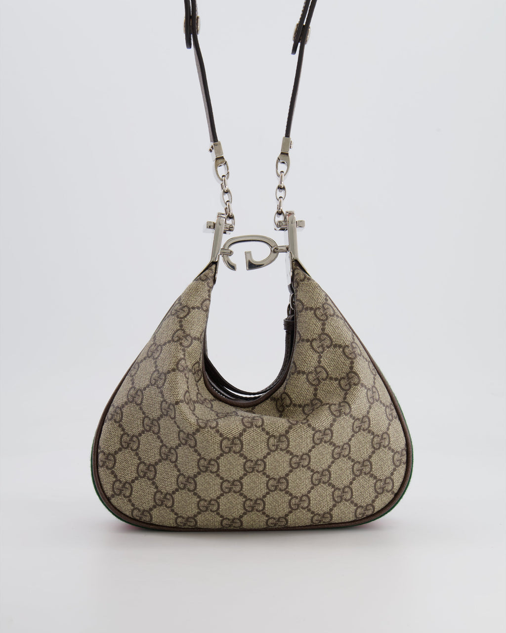 Gucci Beige GG Attache Mini Bag with Silver Hardware and Orange Canvas Strap RRP £2,200
