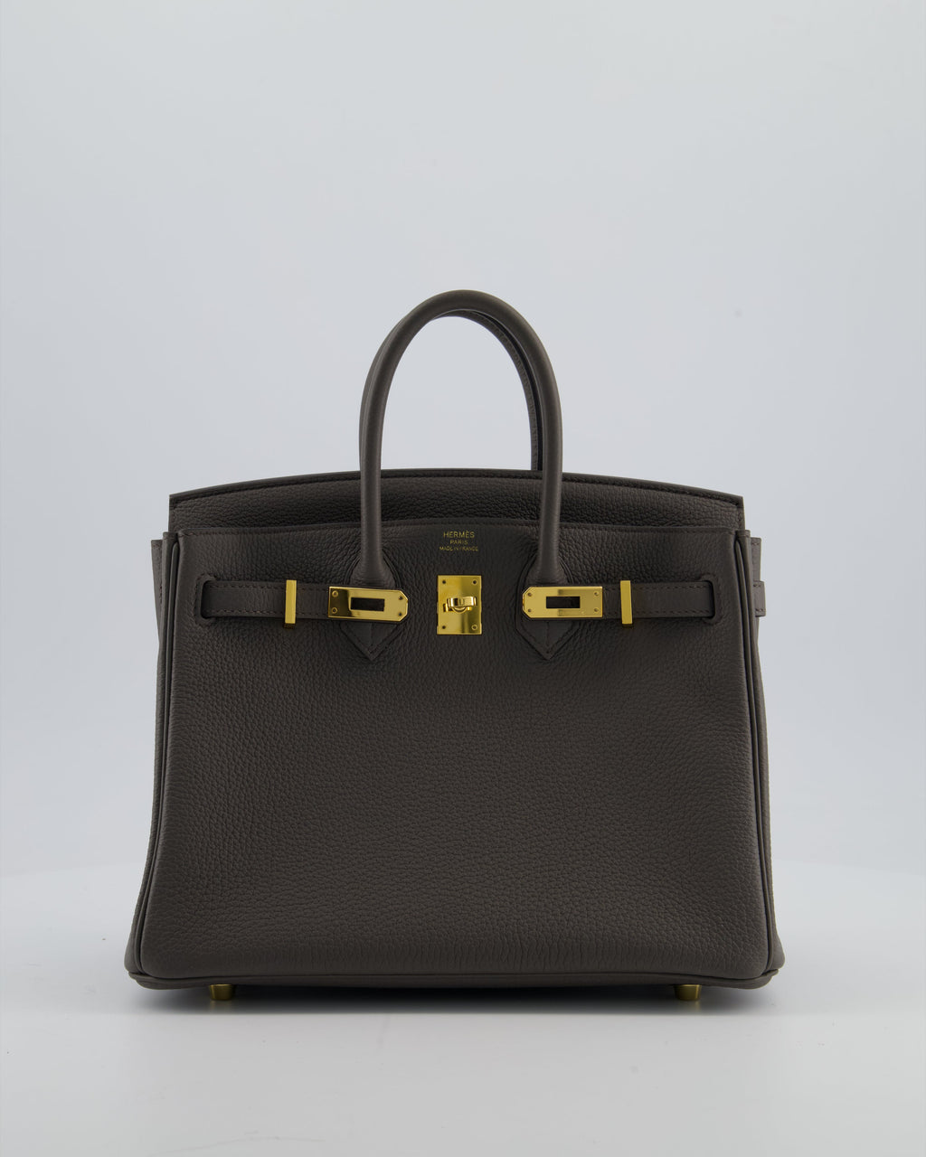 Hermès Birkin 25 Retourne Bag in Gris Etain Togo Leather with Gold Hardware