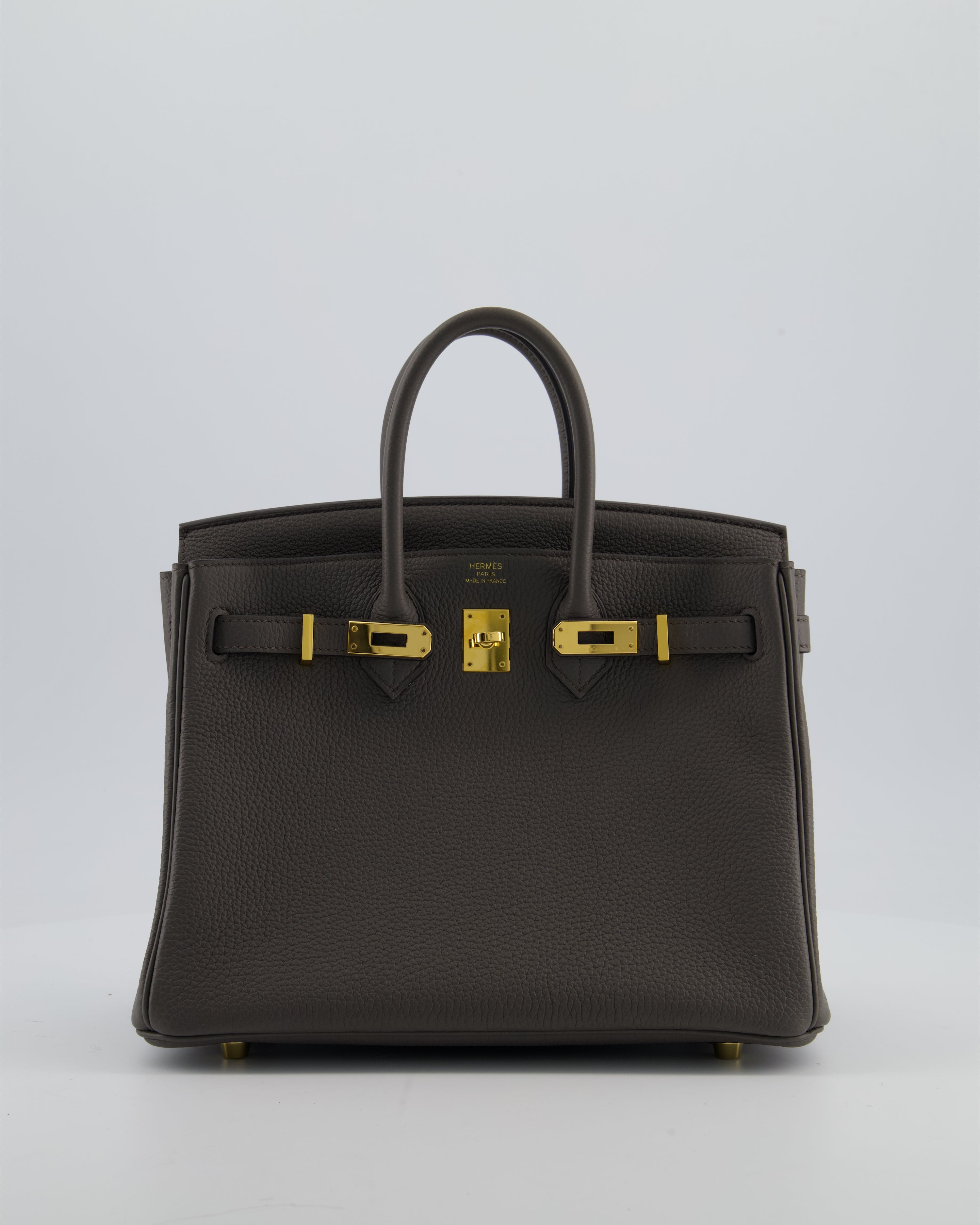 Hermès Birkin 25 Retourne Bag in Gris Etain Togo Leather with Gold Hardware