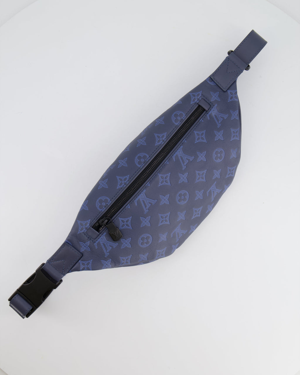 Louis Vuitton Blue Leather Monogram Shadow Discovery Bum Bag with Black Hardware RRP £1,730
