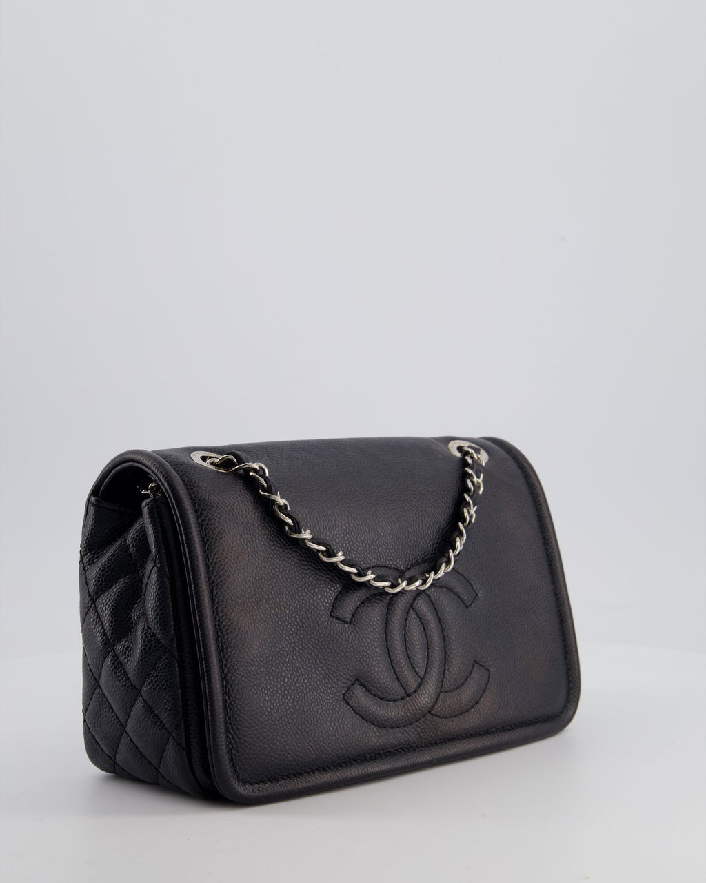 Chanel Black Classic Medium Timeless CC Flap Bag in Caviar Leather with Silver Hardware
