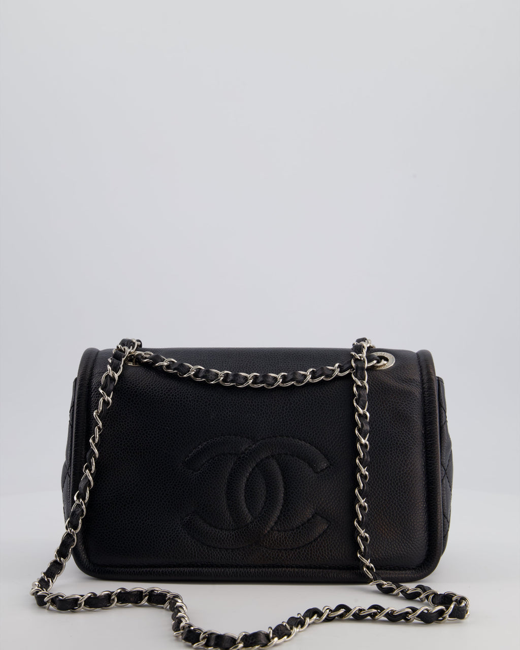 Chanel Black Classic Medium Timeless CC Flap Bag in Caviar Leather with Silver Hardware