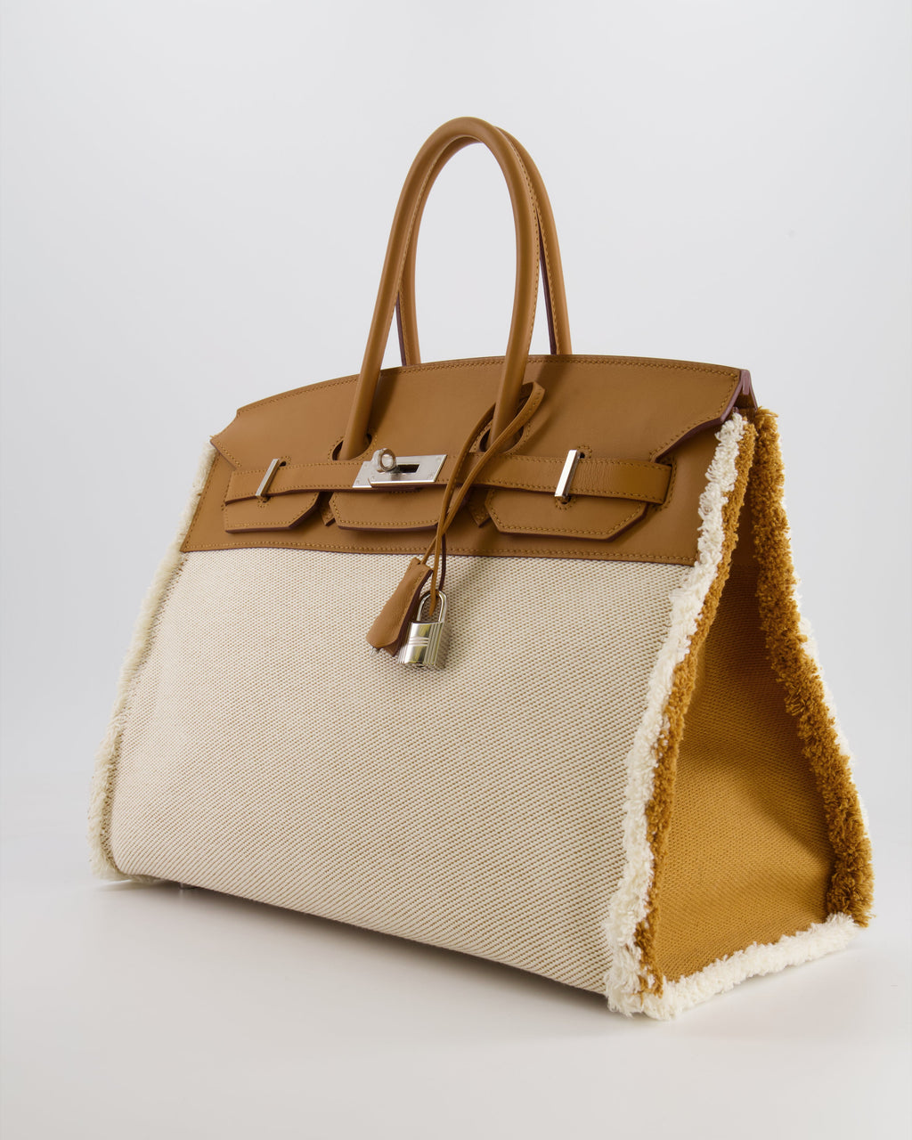 Hermès Birkin 35cm Bag in Sesame Swift and Twill H Canvas Fraye with Palladium Hardware