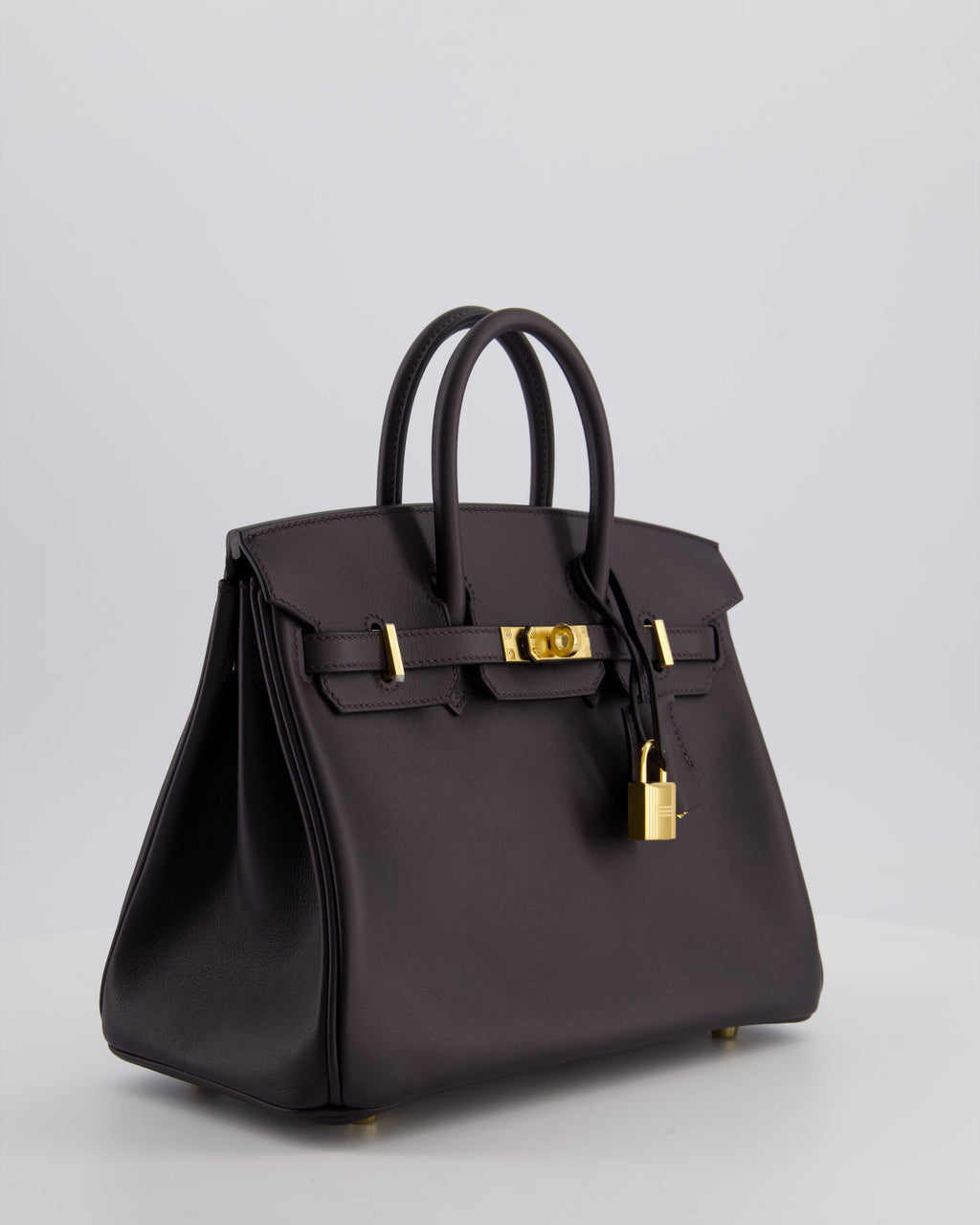 *HOT* Hermès Birkin 25 Retourne Bag in Prunoir Swift Leather with Gold Hardware