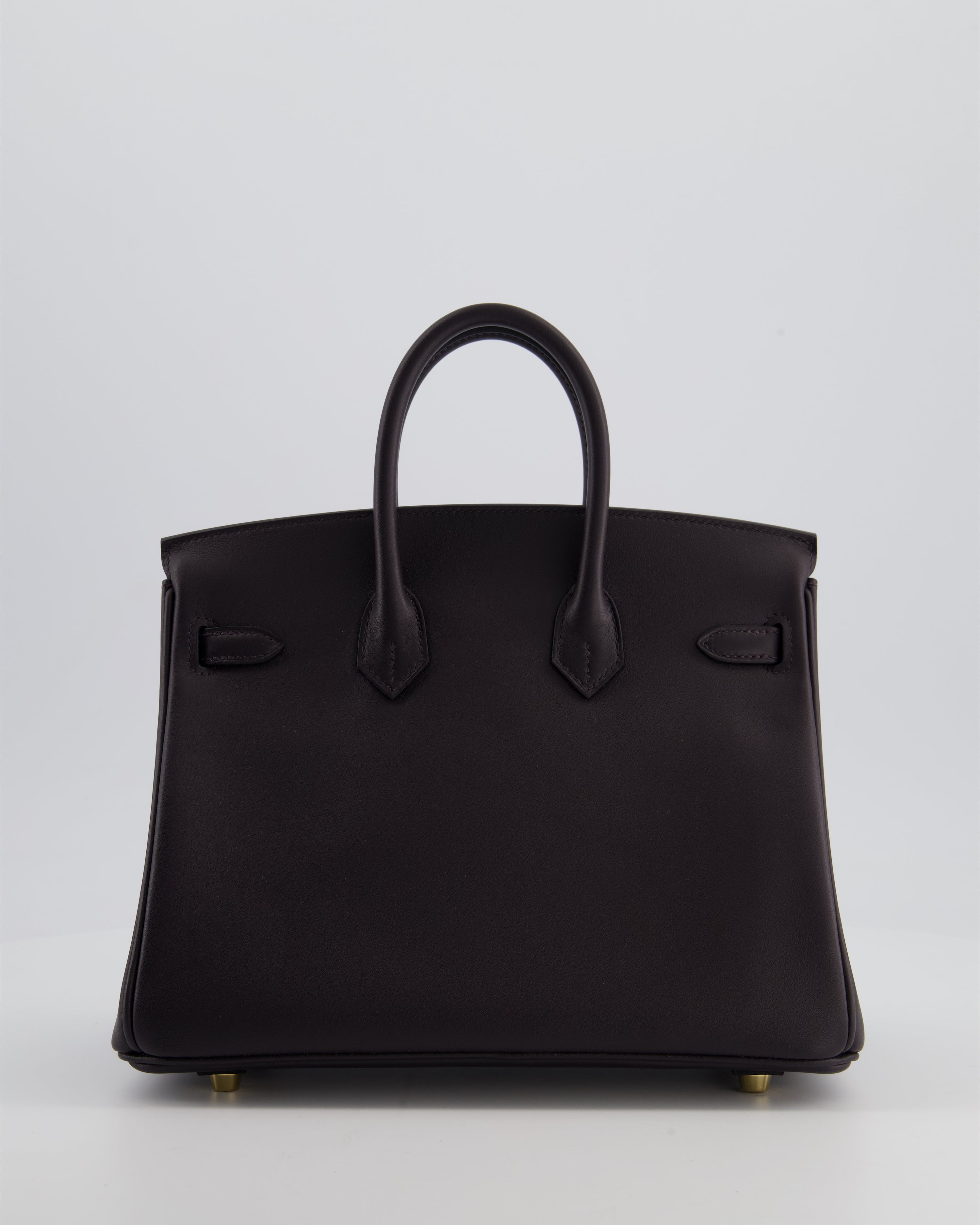 *HOT* Hermès Birkin 25 Retourne Bag in Prunoir Swift Leather with Gold Hardware