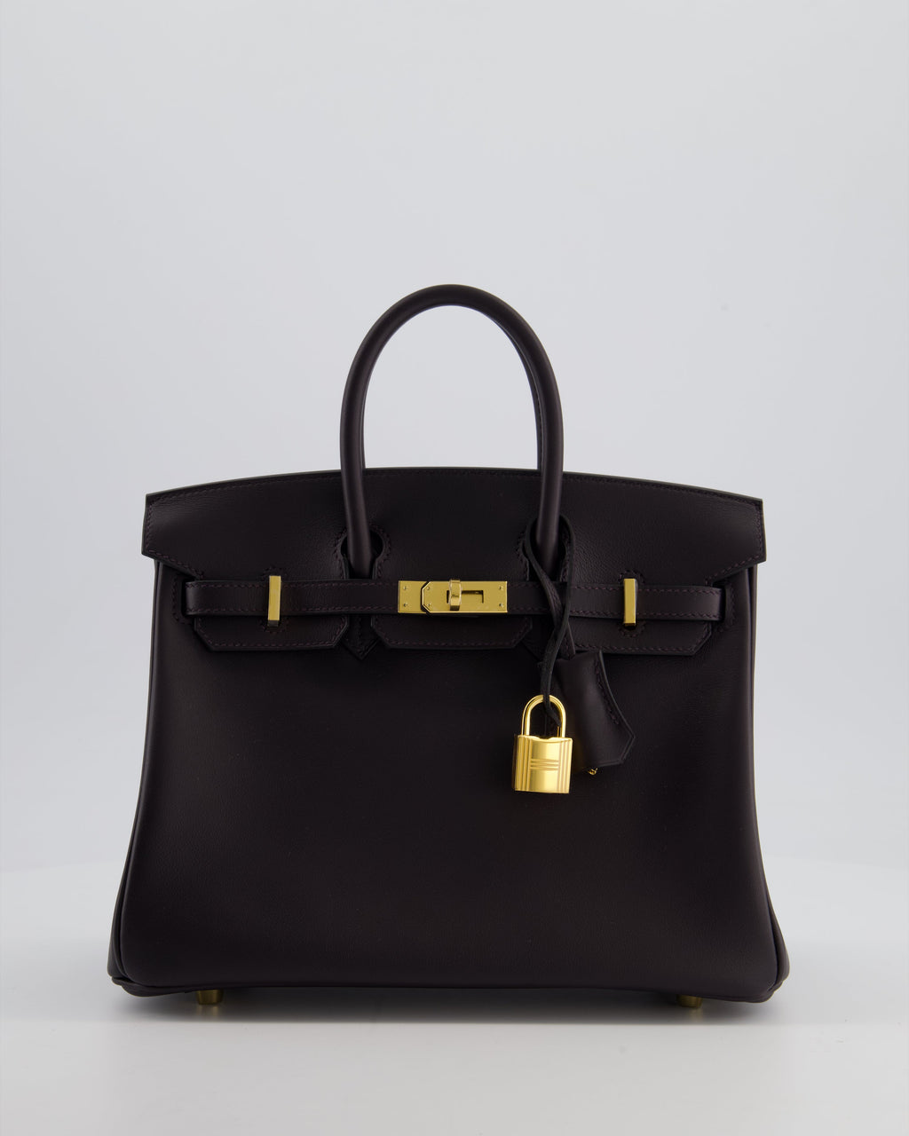 *HOT* Hermès Birkin 25 Retourne Bag in Prunoir Swift Leather with Gold Hardware
